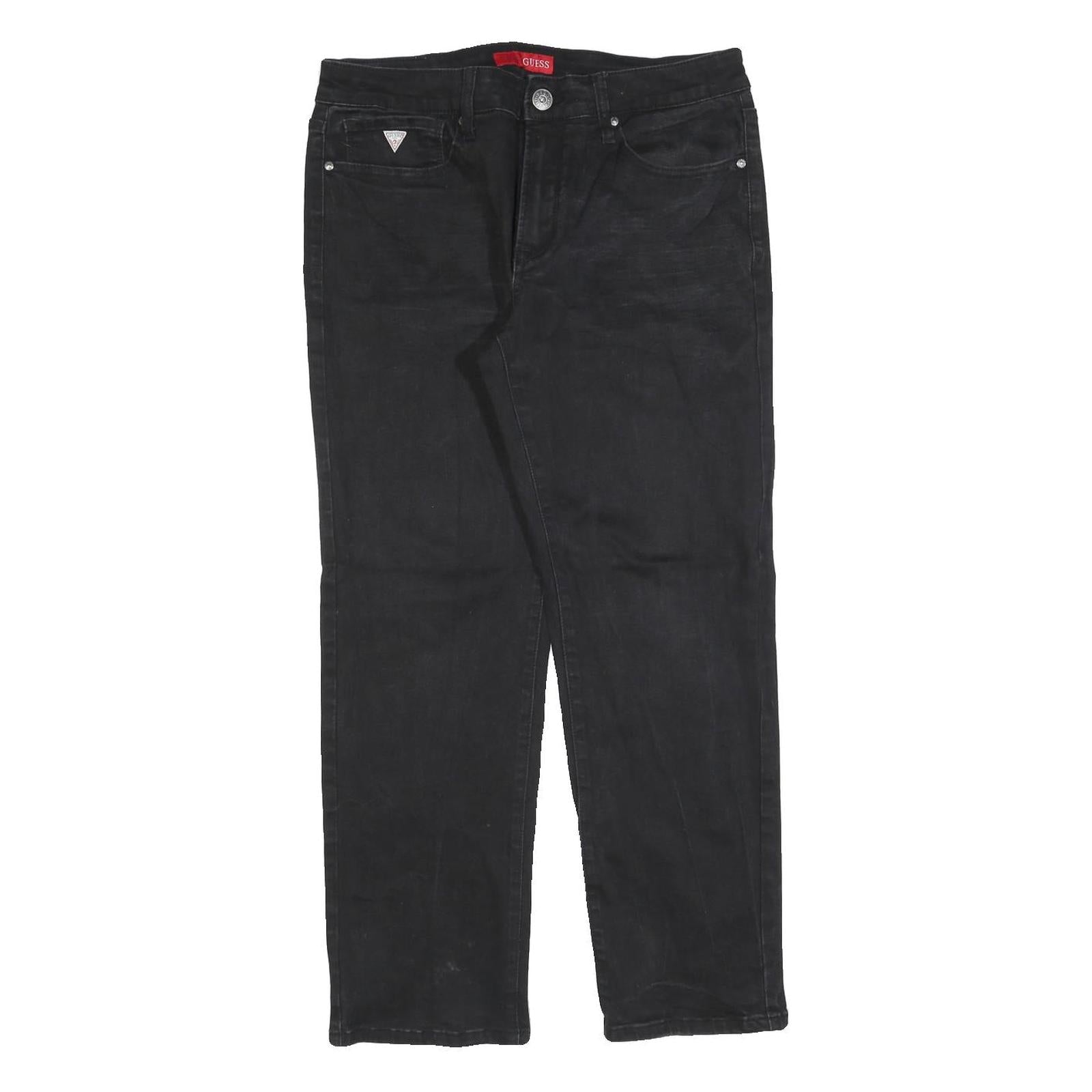 GUESS Mens Black Regular Fit Straight Denim Jeans W34 L28 Casual Zip Closure Refurbished - N/A refurbished available on Cerqular