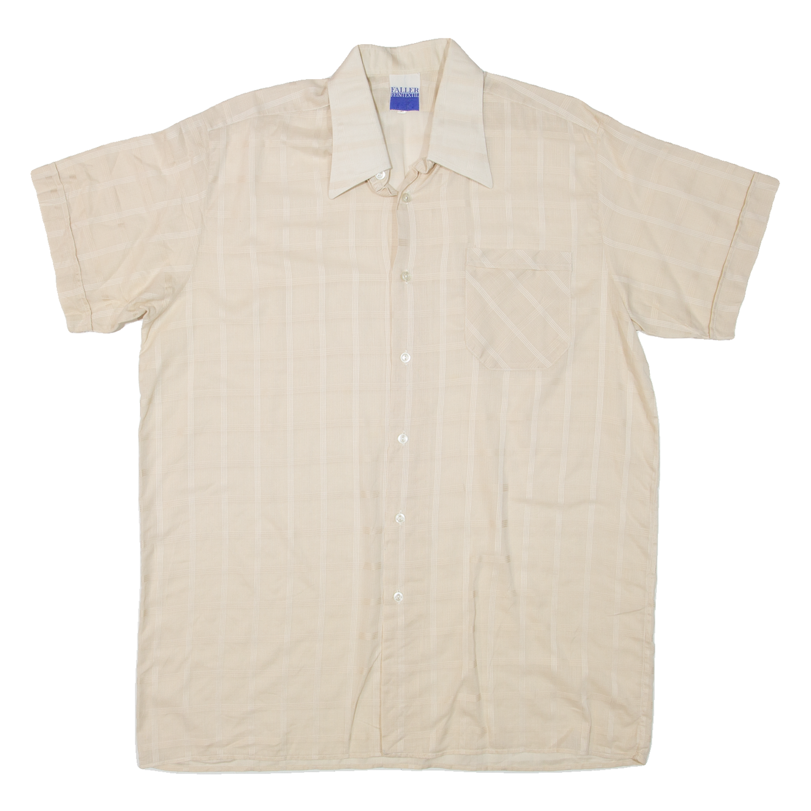 FALLER FEINTEXTIL Mens Shirt Beige Check L Refurbished - N/A refurbished available on Cerqular