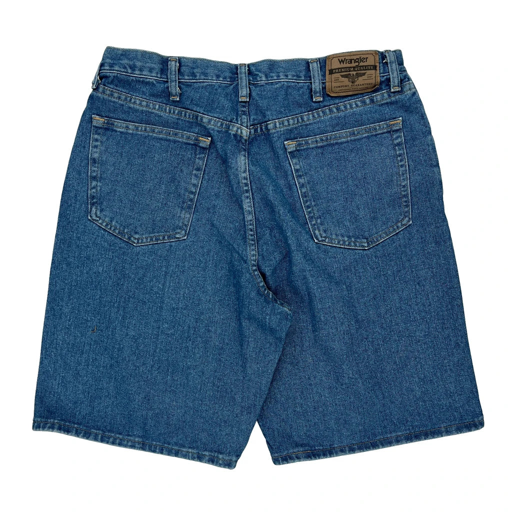 Wrangler Denim Shorts - 34W 10L Blue Cotton Refurbished - Thrifted (note: this is a term often used to describe second- refurbished available on Cerqular