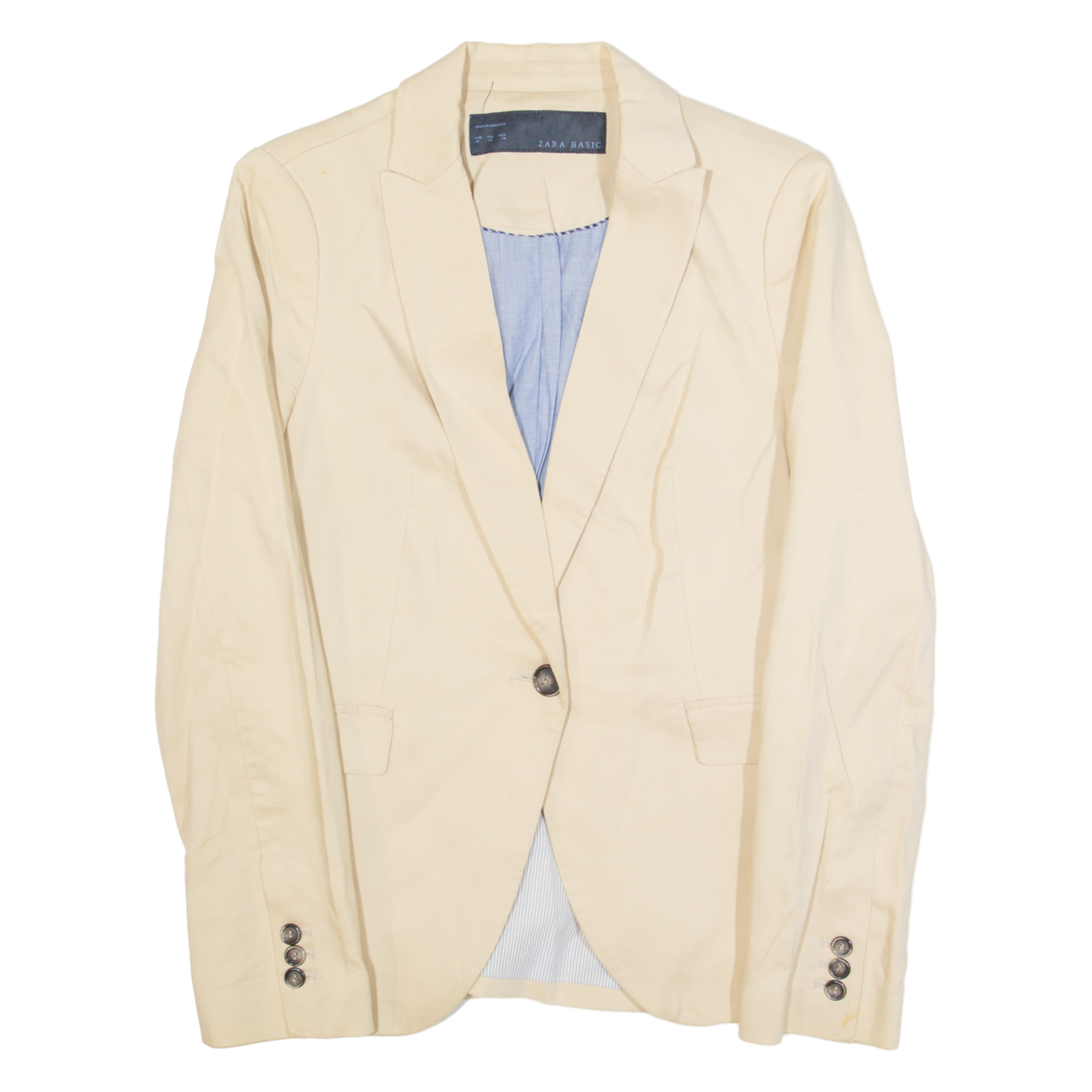 ZARA BASIC Womens Blazer Jacket Cream S Refurbished - N/A refurbished available on Cerqular