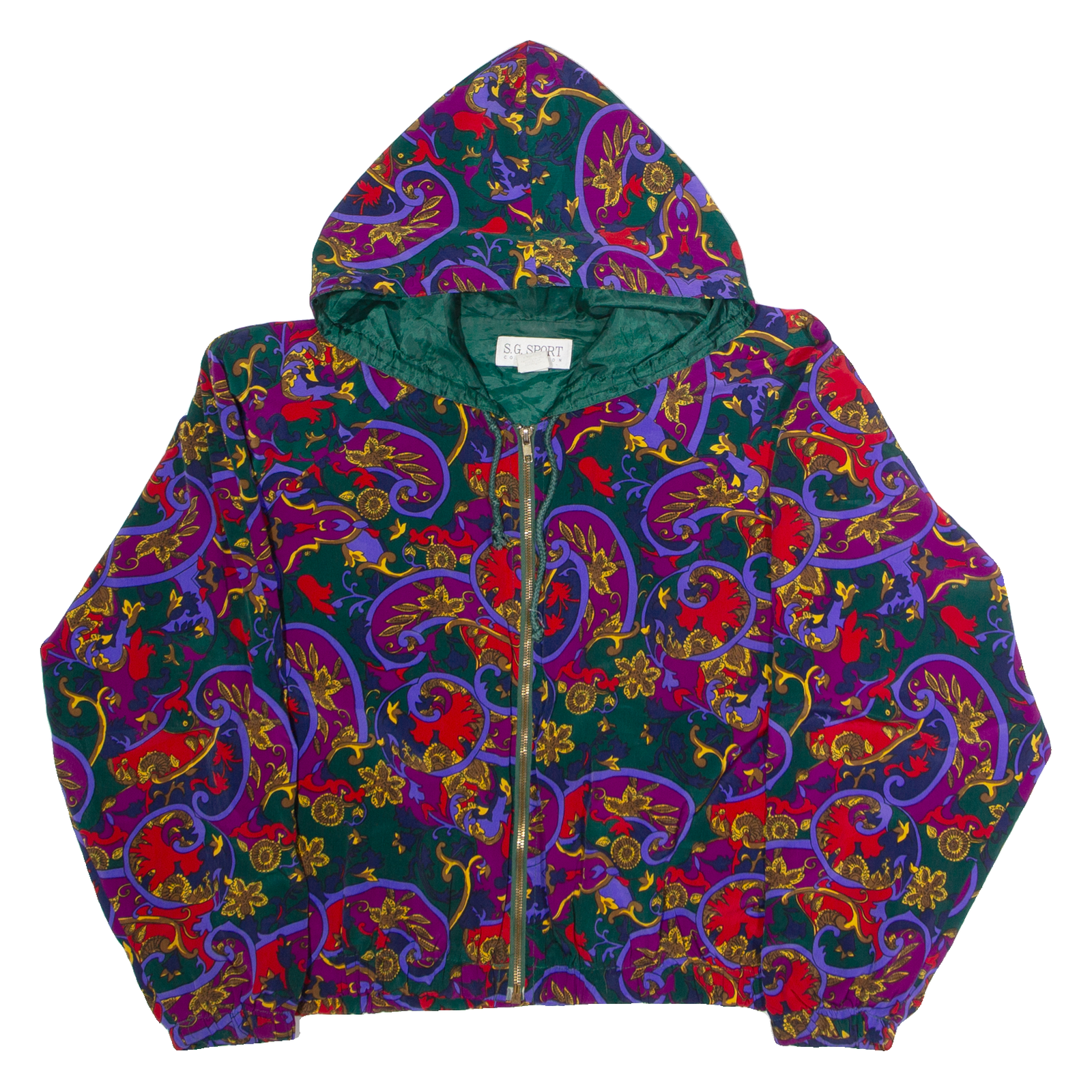 S.G. SPORT COLLECTION Womens Shell Jacket Green 90s Crazy Pattern XL Refurbished - N/A refurbished available on Cerqular