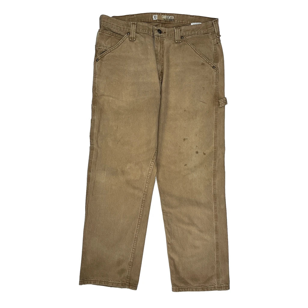 Lee Carpenter Trousers - 34W 31L Brown Cotton Refurbished - Thrifted (note: this is a term often used to describe second- refurbished available on Cerqular