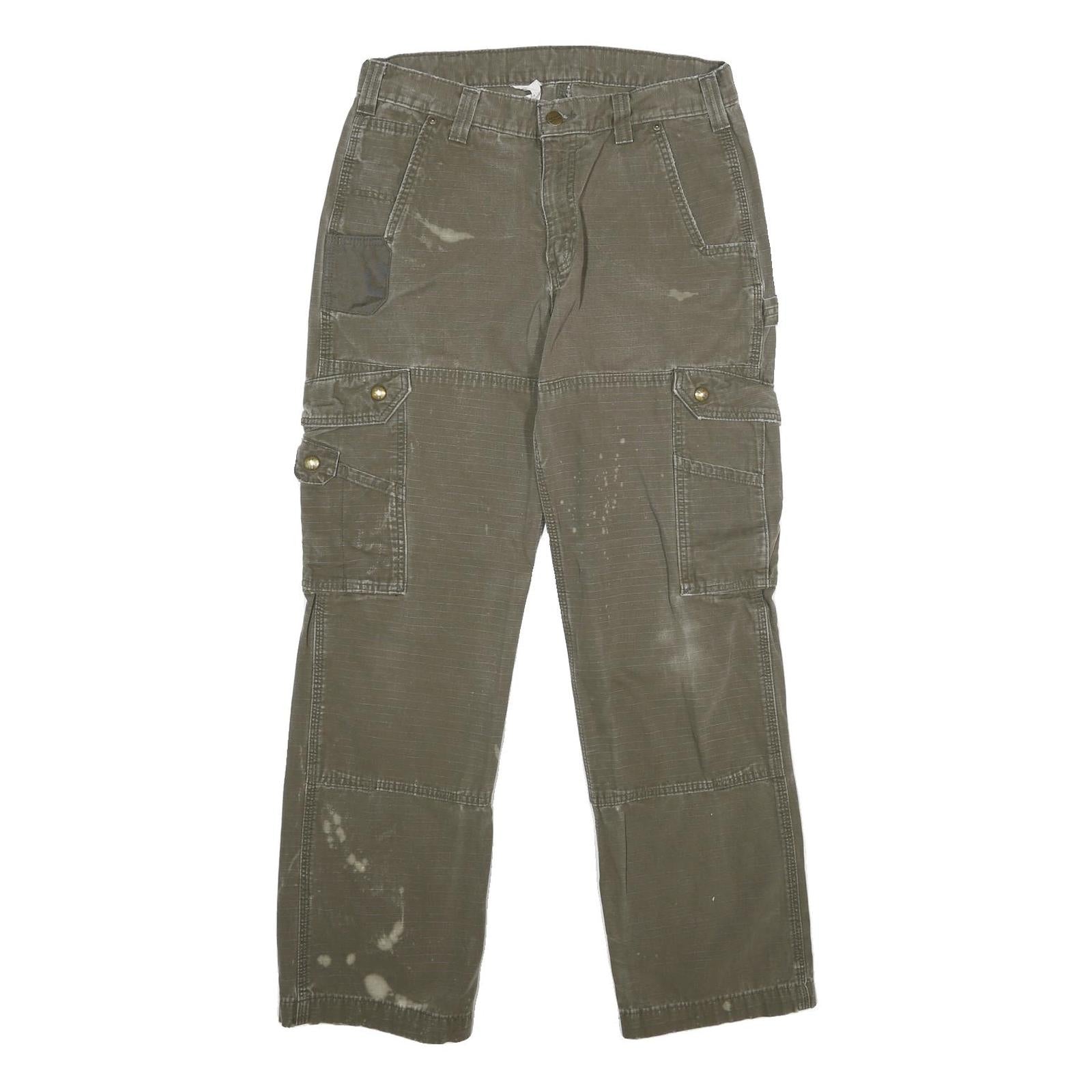 CARHARTT Mens Cotton Khaki Relaxed Cargo Trousers W32 L32 Workwear Pockets Refurbished - N/A refurbished available on Cerqular