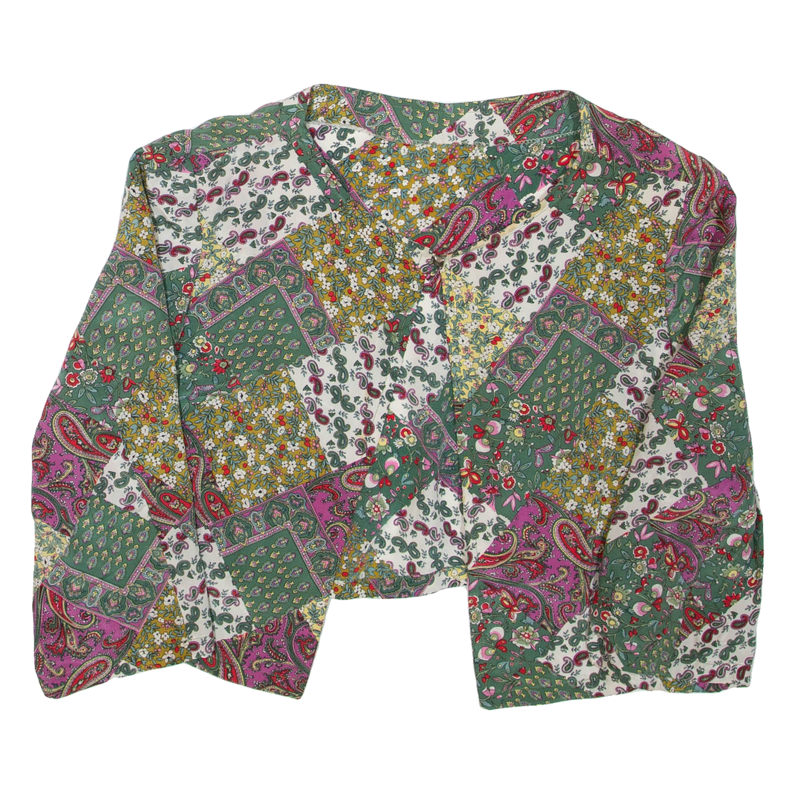 Womens Kimono Top Green 3/4 Sleeve Paisley M Refurbished - N/A refurbished available on Cerqular