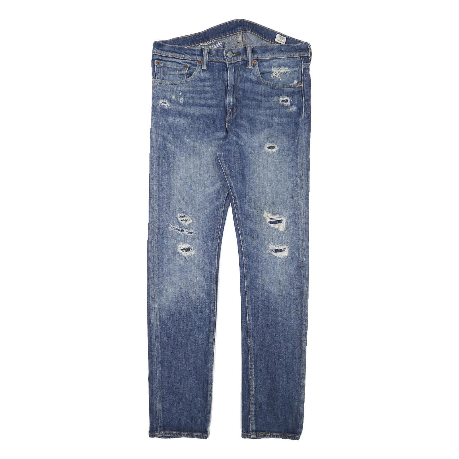 LEVI'S Mens Slim Blue Denim Light W32 L30 Distressed Jeans Zip Closure Refurbished - N/A refurbished available on Cerqular