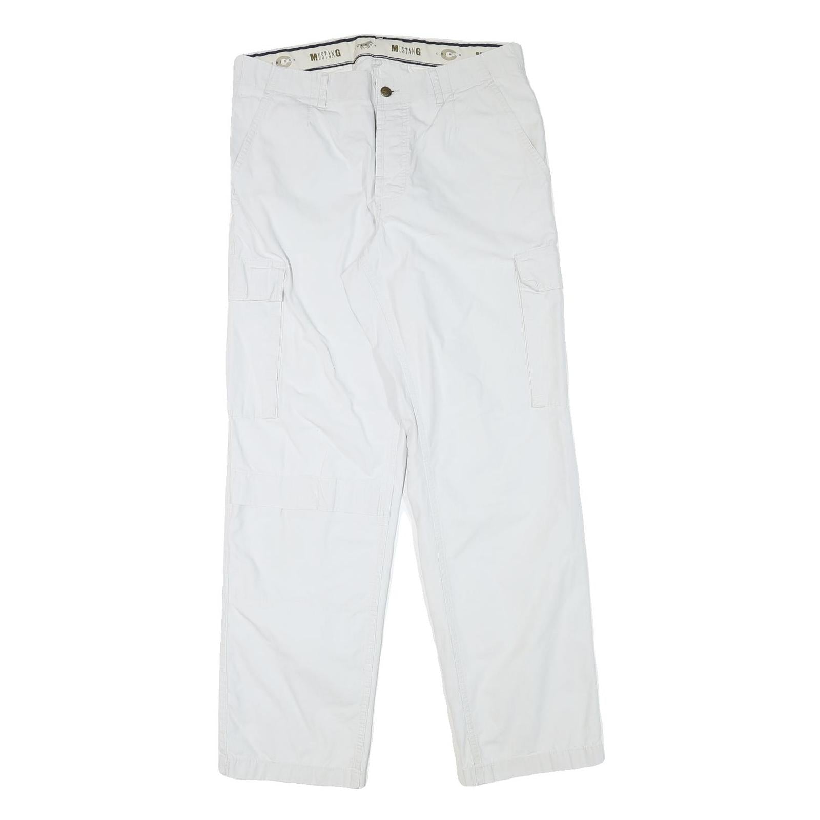 MUSTANG Mens Regular Fit White Cotton Blend Cargo Trousers W33 L32 Refurbished - N/A refurbished available on Cerqular