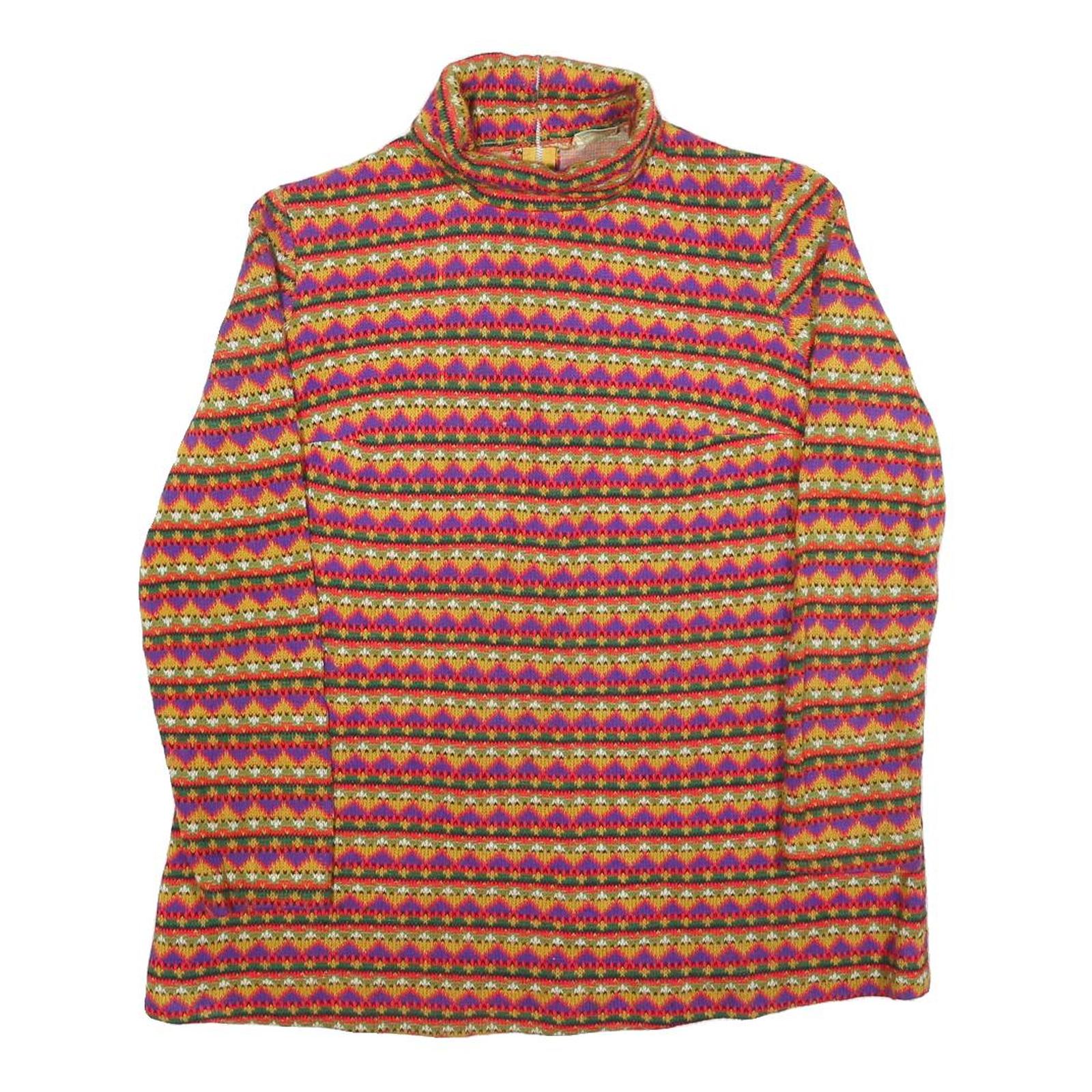 Womens Multi Patterned Acrylic Jumper Turtleneck Basic Knit M Colourful Striped Refurbished - N/A refurbished available on Cerqular