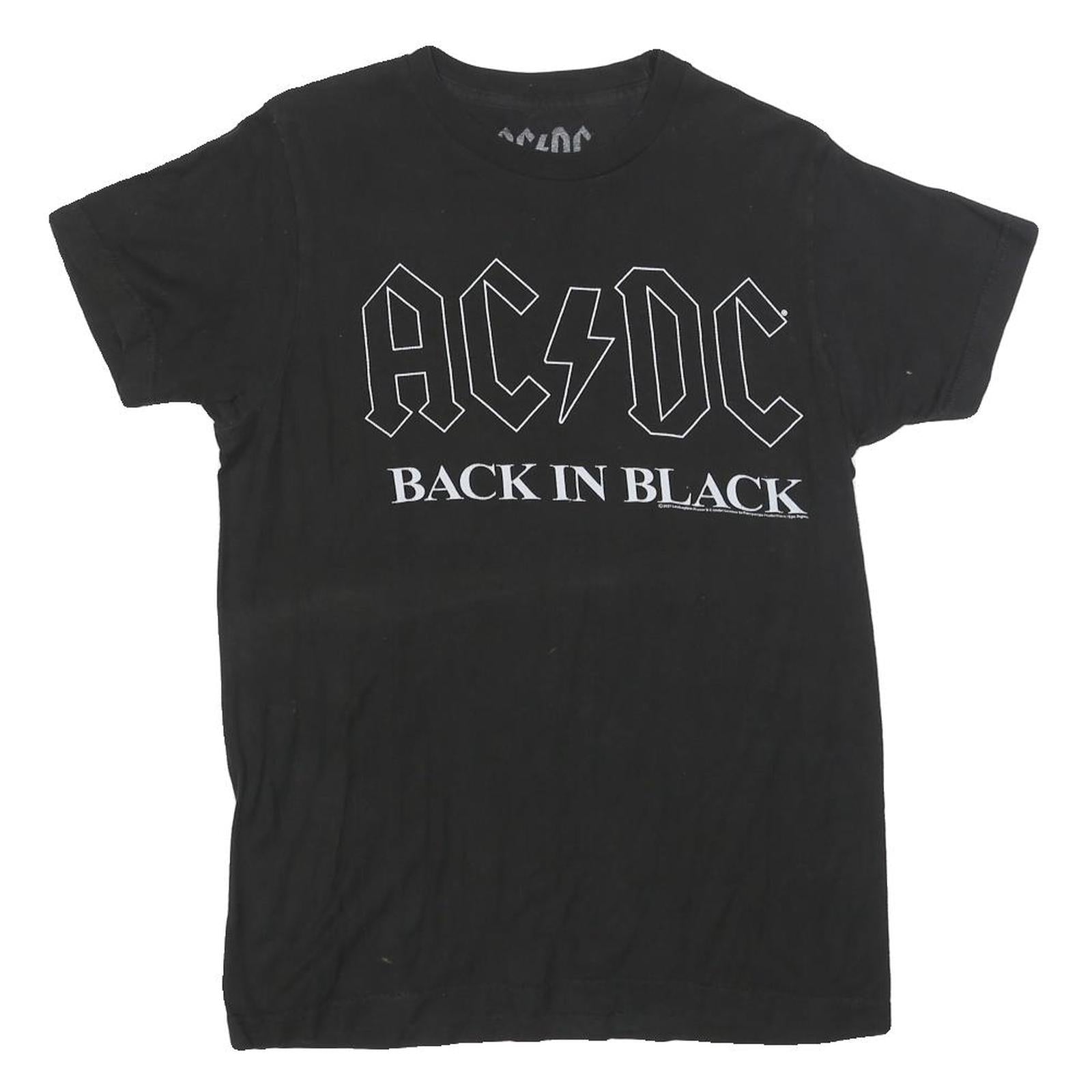 ACDC Womens Black Back In Black Graphic T-Shirt S Short Sleeve Crew Neck Band Refurbished - N/A refurbished available on Cerqular