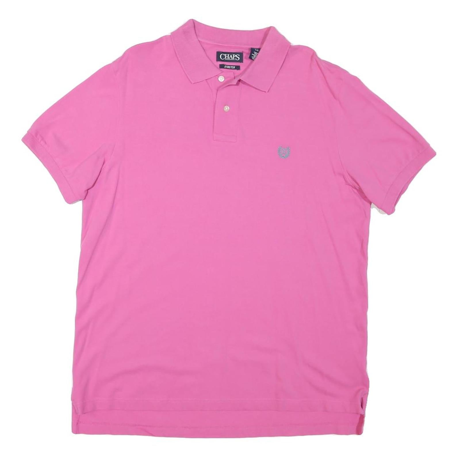 CHAPS Mens Pink Short Sleeve Plain L Polo Shirt Cotton Blend Casual Basic Refurbished - N/A refurbished available on Cerqular