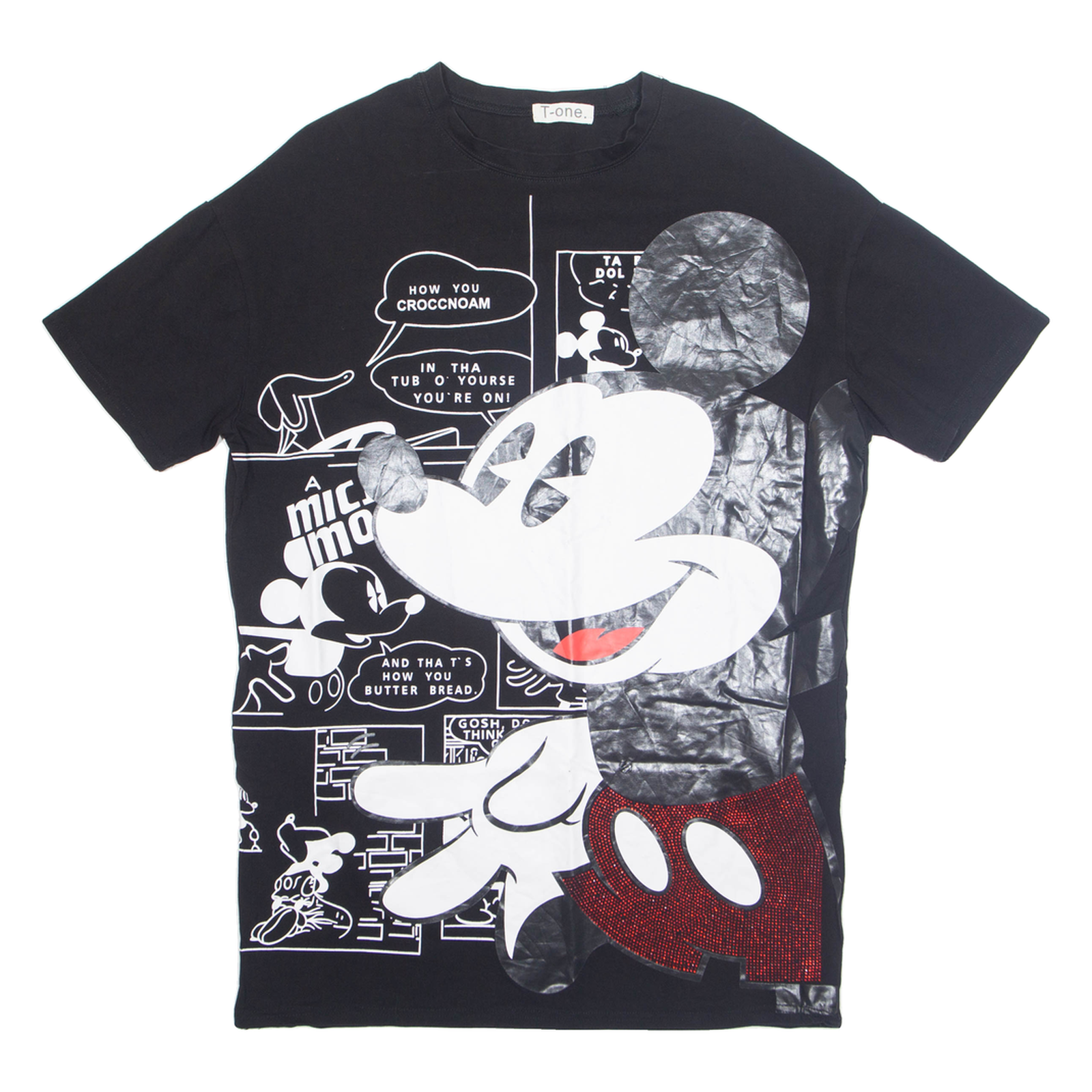 TONE Mickey Mouse Womens T-Shirt Dress Black Short Sleeve Knee Length M Refurbished - N/A refurbished available on Cerqular