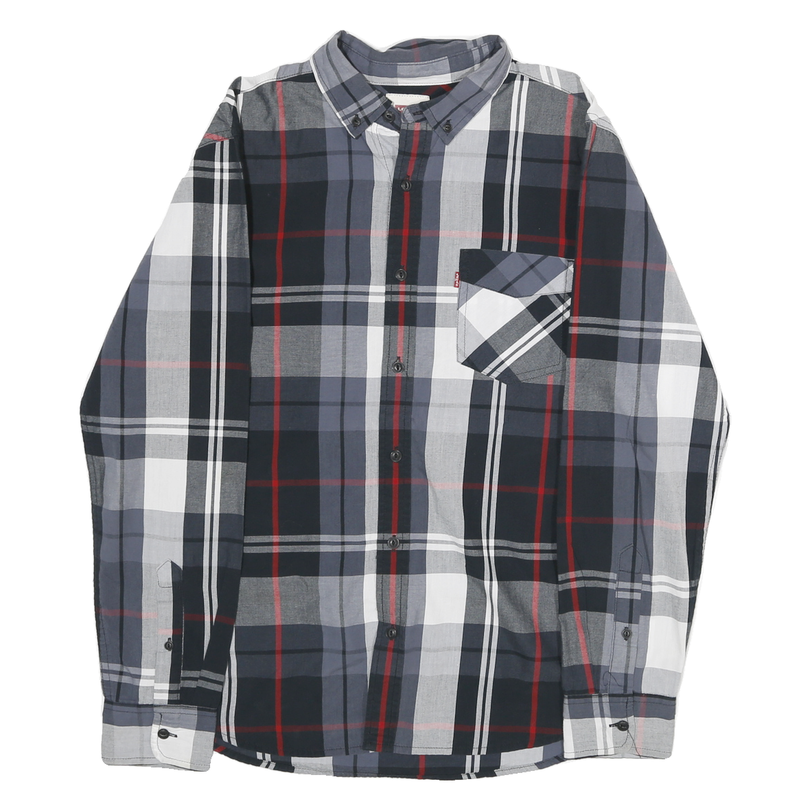 LEVI'S Mens Black & Grey Check Shirt S Button-Down Collar Long Sleeve Cotton Refurbished - N/A refurbished available on Cerqular