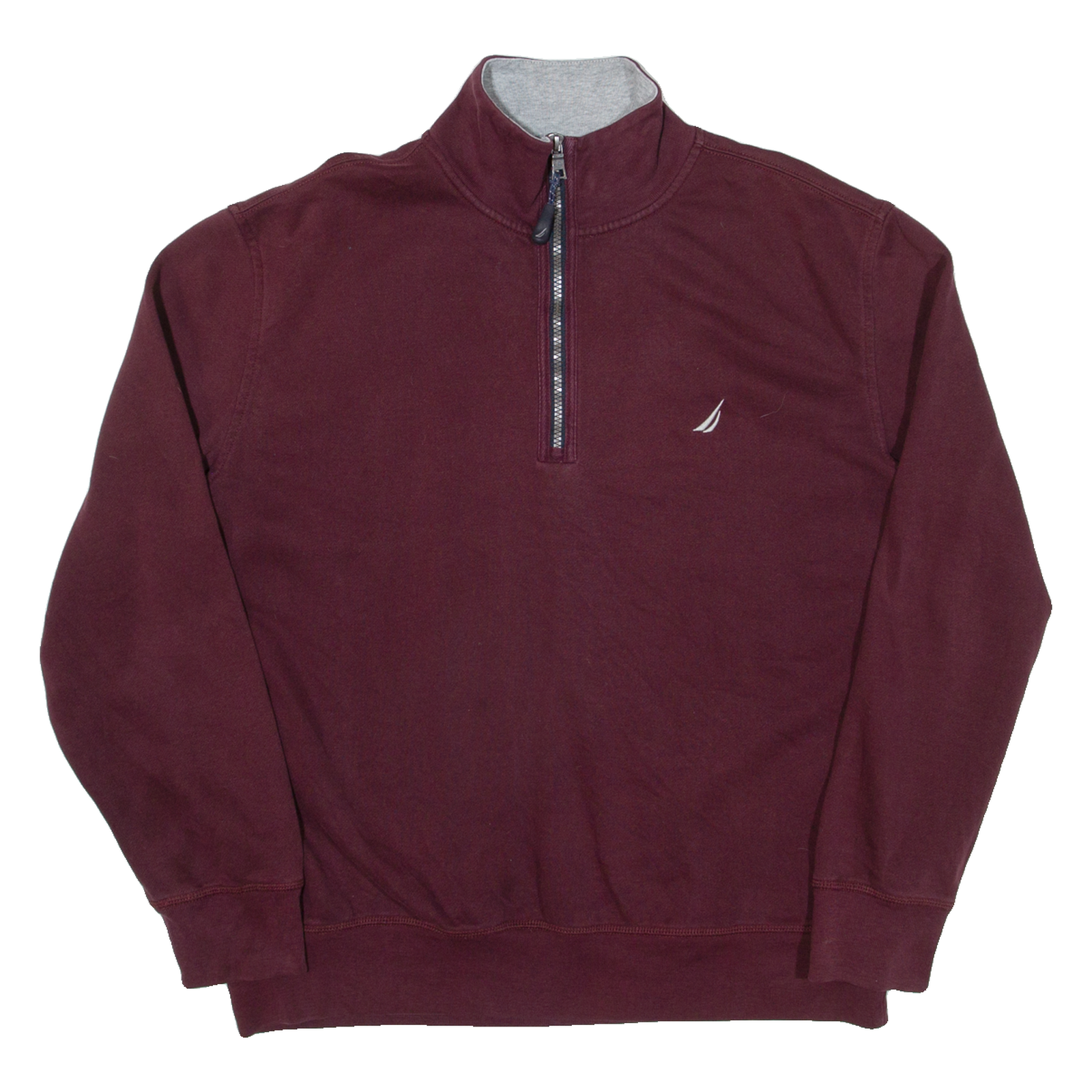NAUTICA Mens Sweatshirt Maroon 1/4 Zip L Refurbished - N/A refurbished available on Cerqular