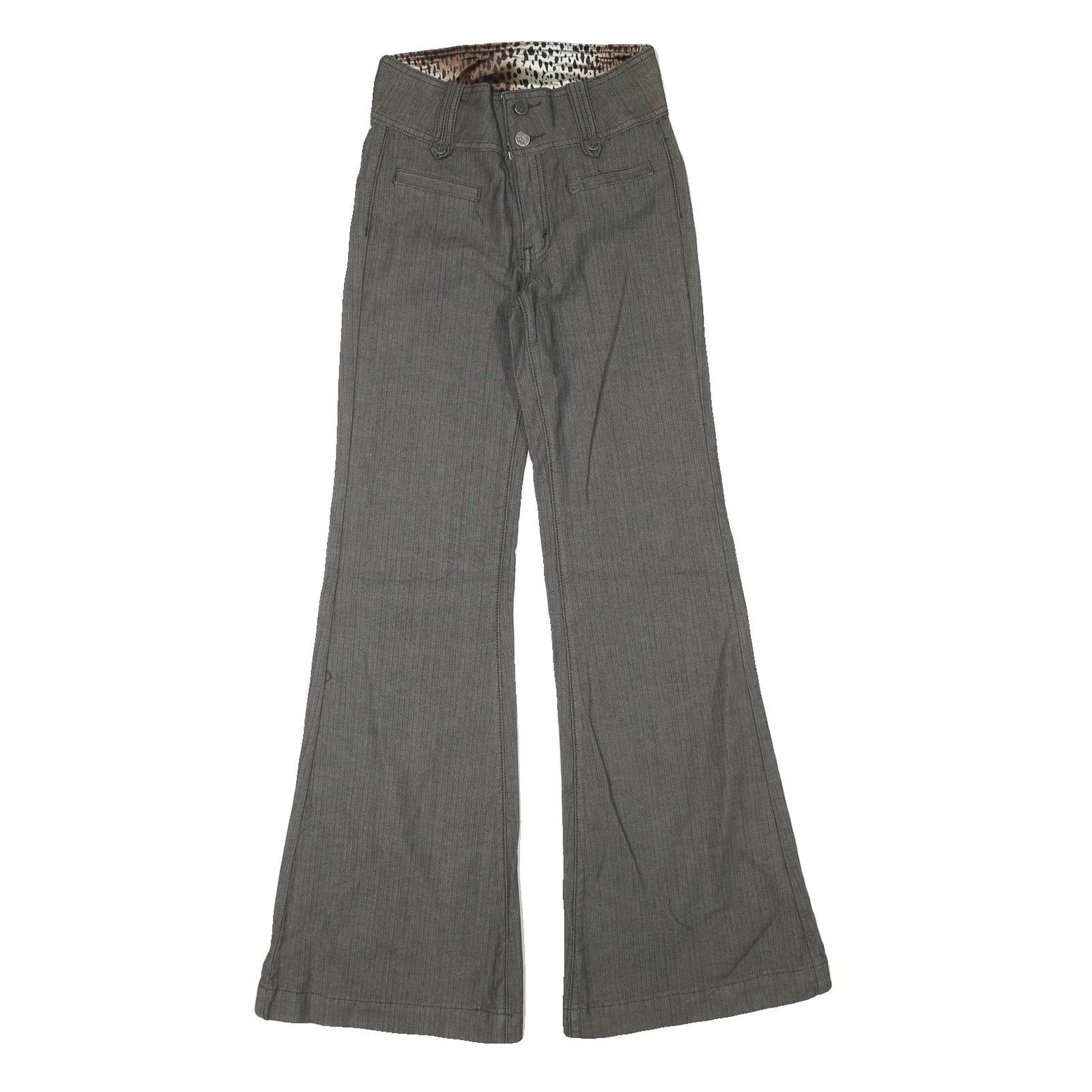 HKR Womens Grey Cotton Blend Regular Fit Flared Trousers W26 L33 Zip Closure Refurbished - N/A refurbished available on Cerqular