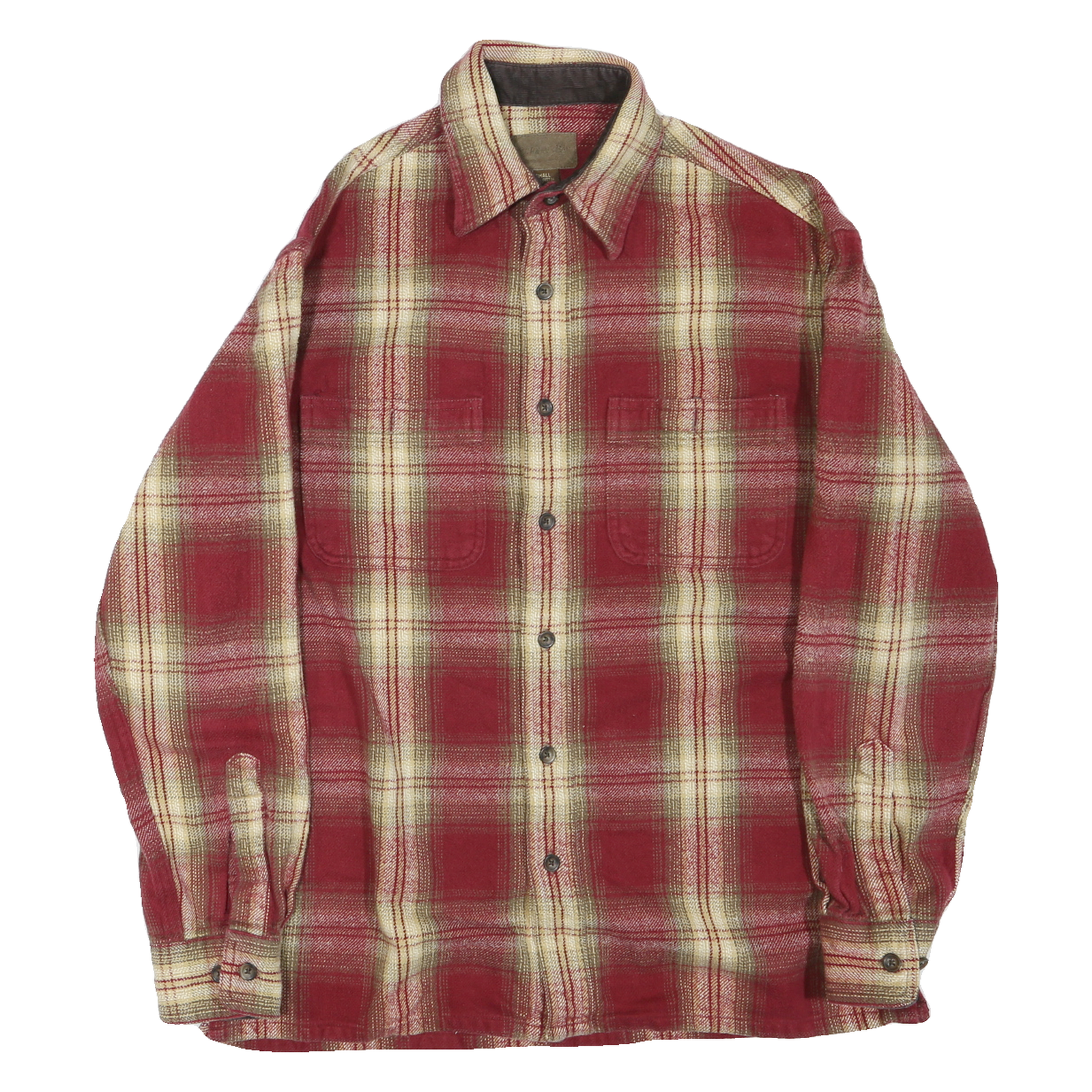 Mens Red & Beige Check Shirt S Button Cotton Blend Long Sleeve Casual Refurbished - N/A refurbished available on Cerqular