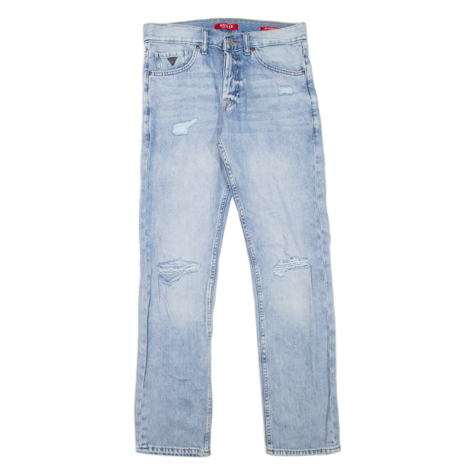 GUESS Distressed Womens Jeans Blue Slim Straight Denim Stone Wash W29 L31 Refurbished - N/A refurbished available on Cerqular