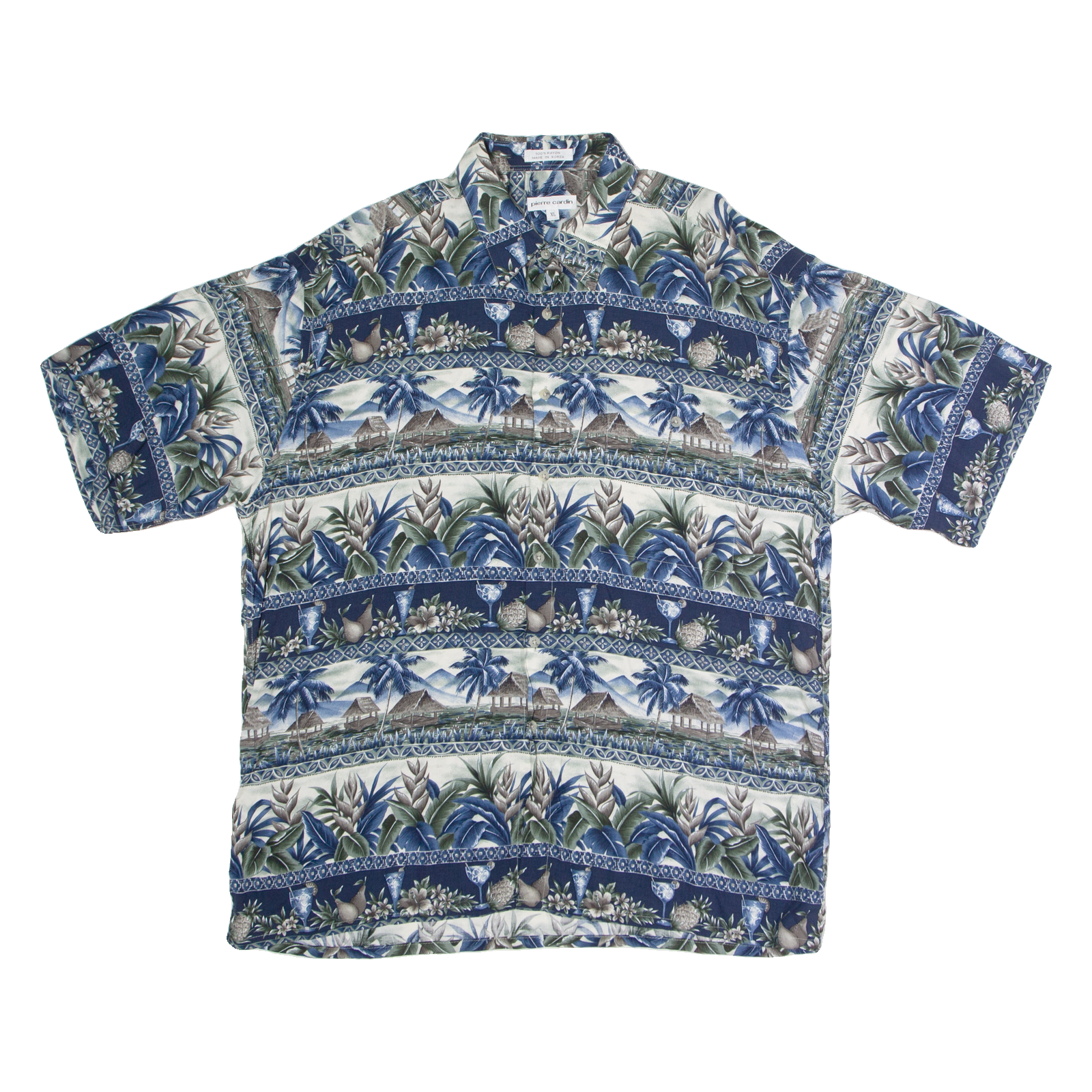 PIERRE CARDIN Mens Hawaiian Shirt Blue Floral XL Refurbished - N/A refurbished available on Cerqular