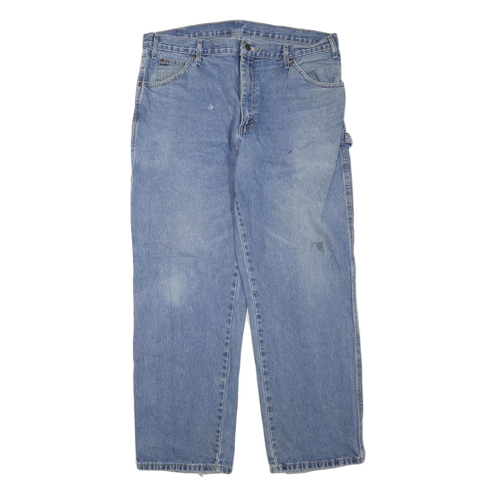 DICKIES Mens Jeans Blue Regular Straight Denim Light W36 L30 Workwear Refurbished - N/A refurbished available on Cerqular