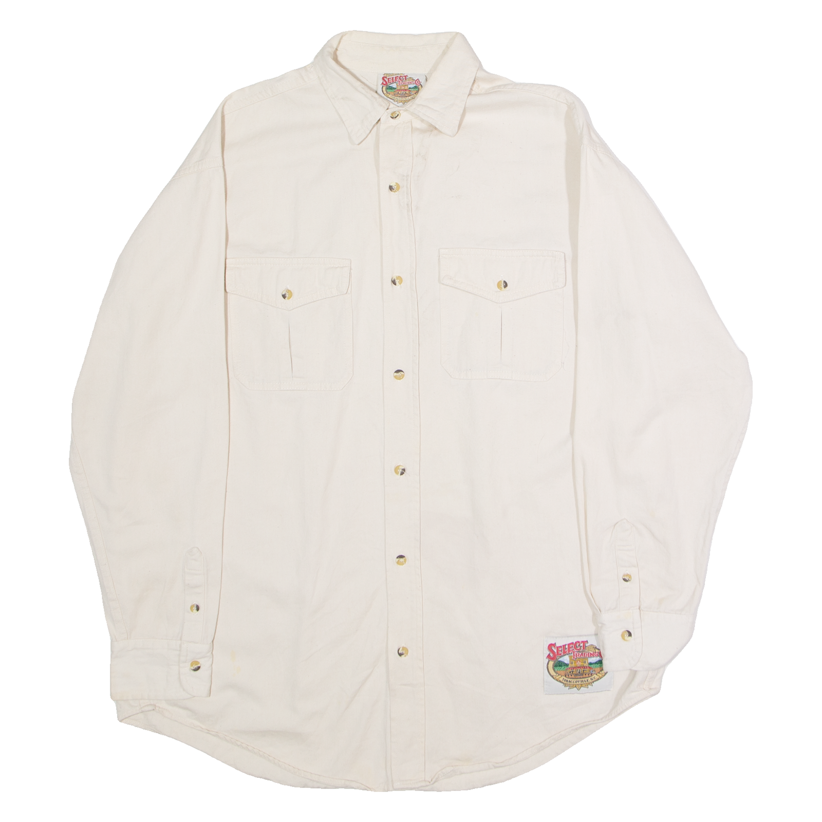 WINSTON SELECT TRADING CO Mens Plain Shirt Cream 90s Long Sleeve L Refurbished - N/A refurbished available on Cerqular