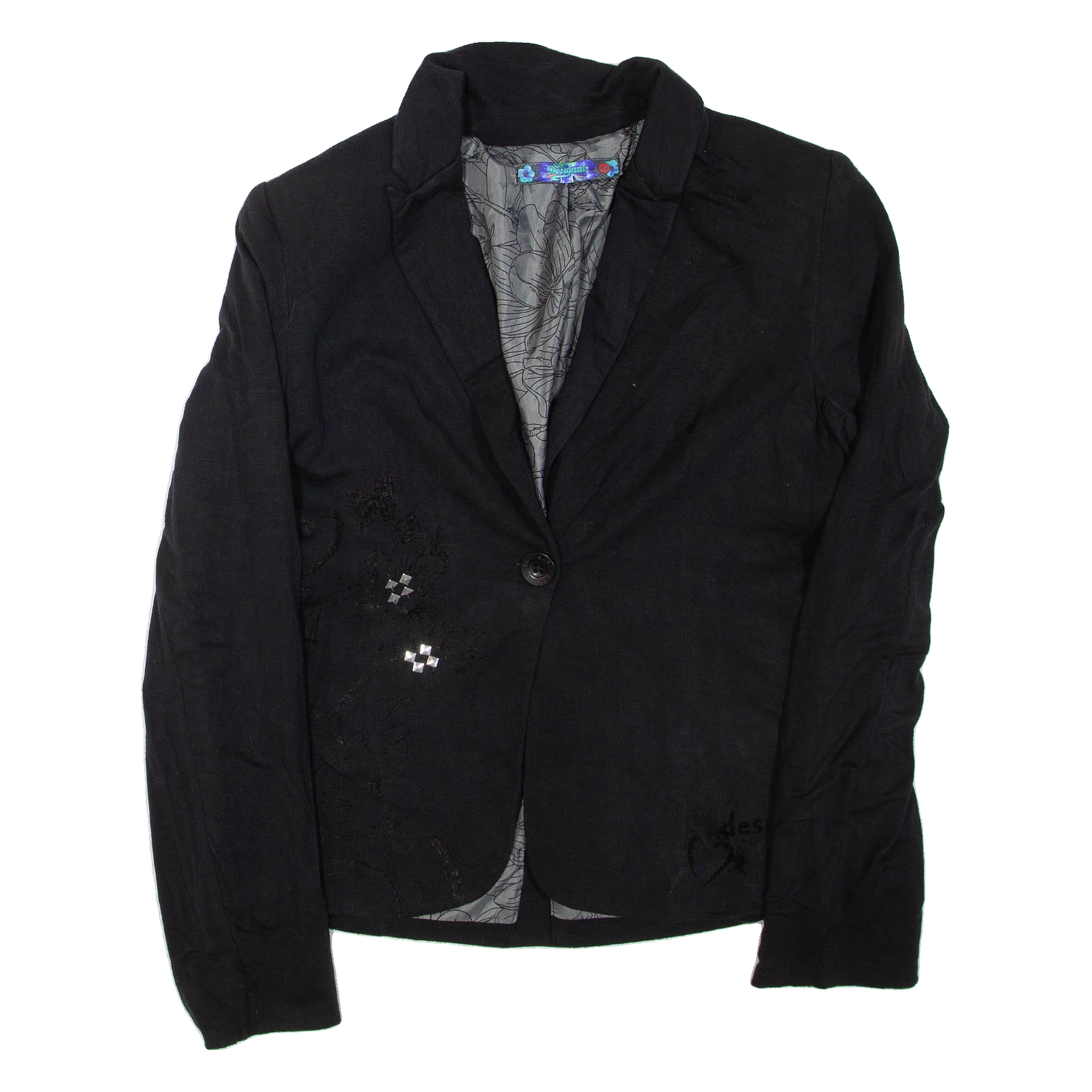 DESIGUAL Womens Blazer Jacket Black M Refurbished - N/A refurbished available on Cerqular