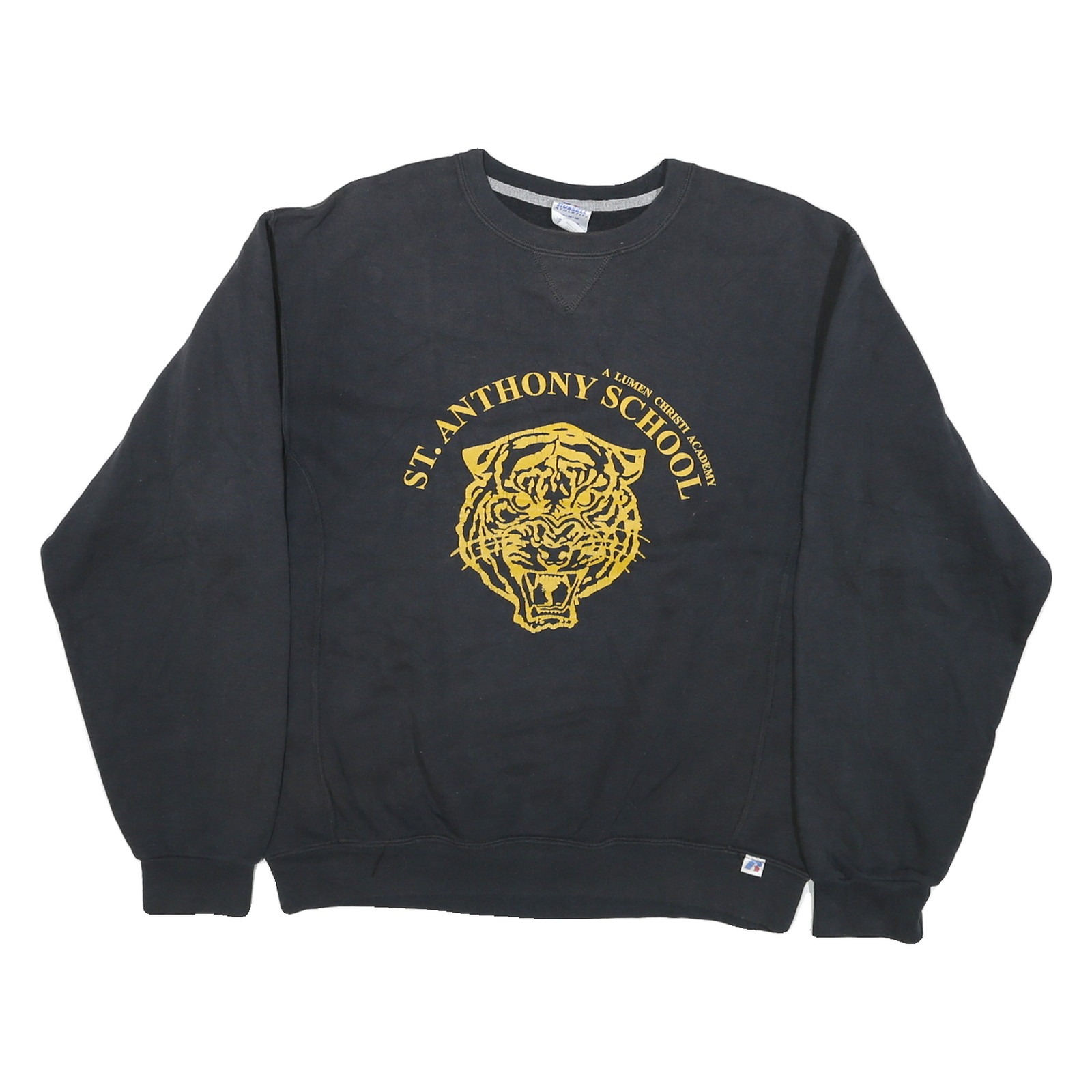 RUSSELL ATHLETIC Mens Black St Anthony School Crew Neck M Cotton Blend Refurbished - N/A refurbished available on Cerqular
