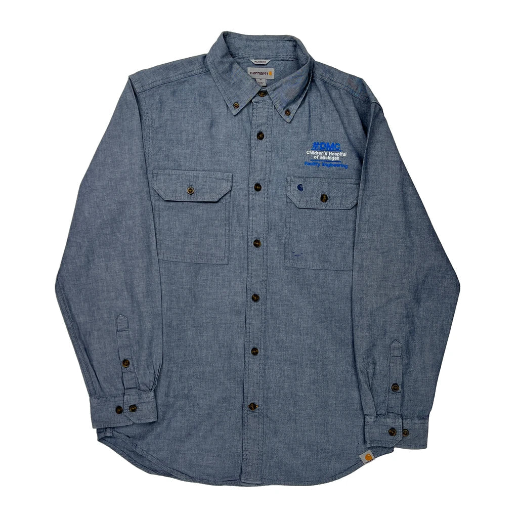 Children'S Hospital Of Michigan Carhartt Shirt - Medium Blue Cotton Refurbished - Thrifted (note: this is a term often used to describe second- refurbished available on Cerqular