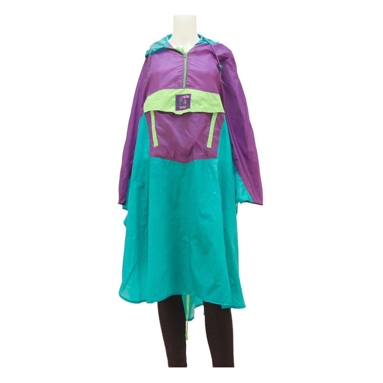 EQUIPE Womens Purple & Green Hooded Nylon Jacket L Outdoor Rain Tour Style Zip Refurbished - N/A refurbished available on Cerqular