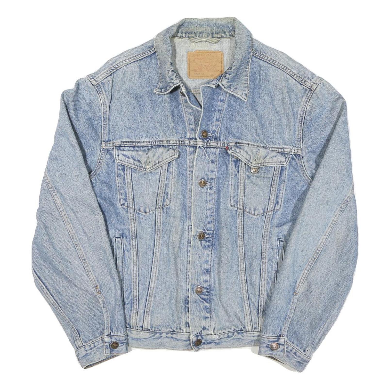 LEVI'S Mens Blue Cotton Denim Jacket L Button Plain Classic Vintage Refurbished - N/A refurbished available on Cerqular