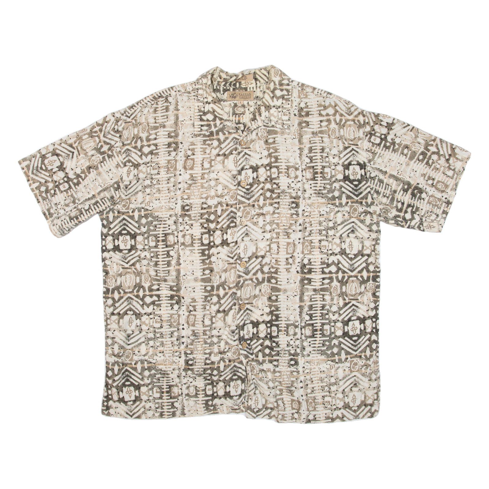 CASUAL CLASSICS Mens Hawaiian Shirt Beige Crazy Pattern L Refurbished - N/A refurbished available on Cerqular