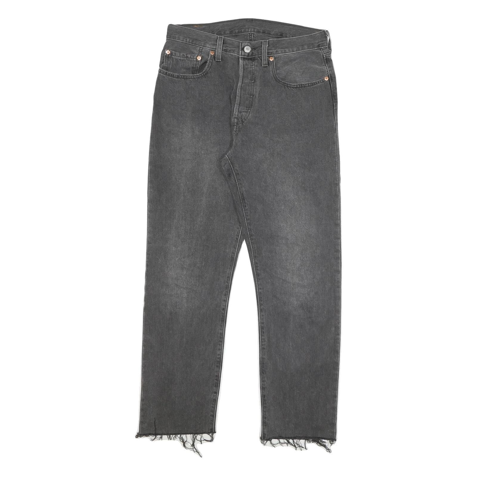 LEVI'S 501 Womens Jeans Black Regular Straight Denim Raw W30 L27 Button Closure Refurbished - N/A refurbished available on Cerqular