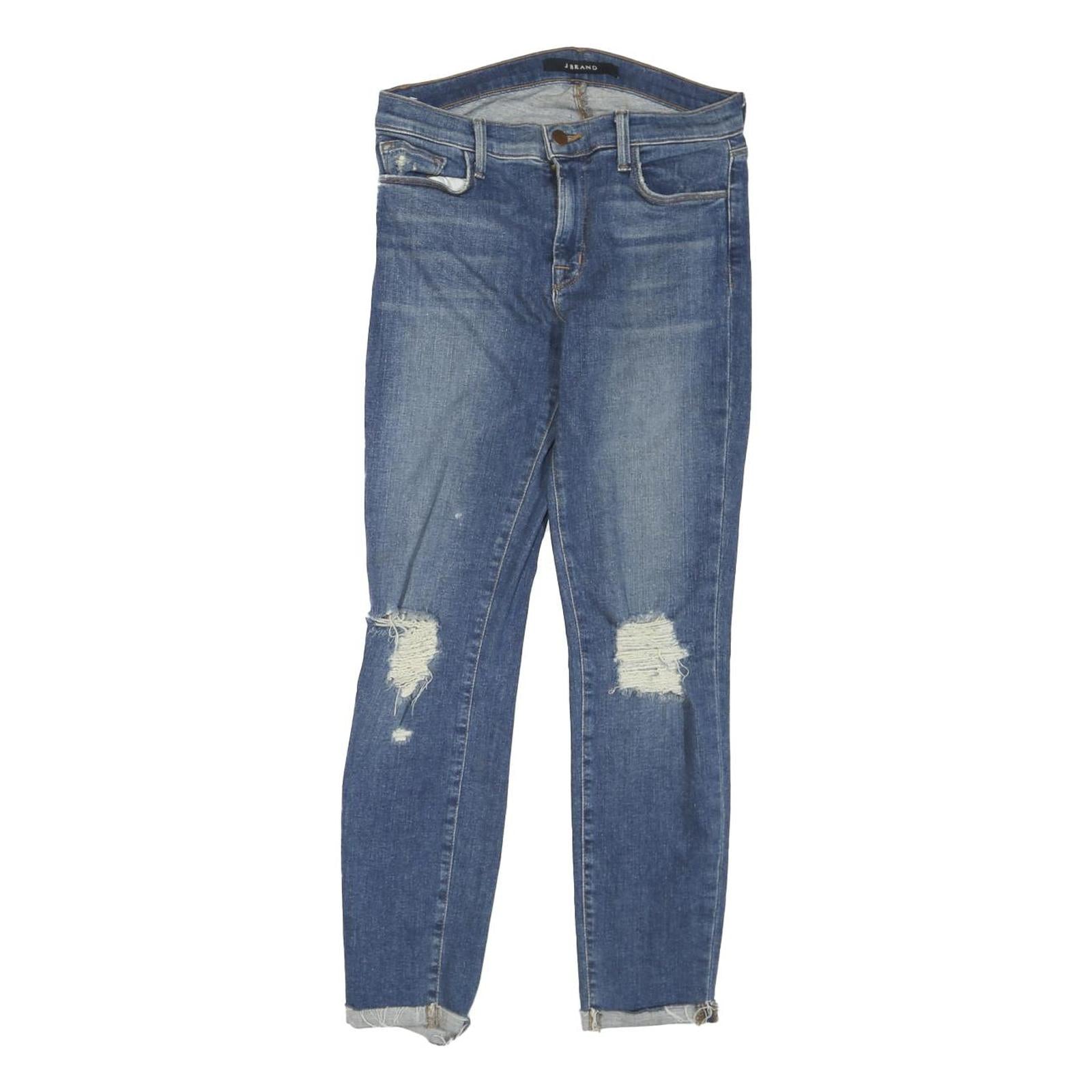 J BRAND Womens Blue Denim Regular Skinny Jeans W28 L26 Distressed Frayed Hem Refurbished - N/A refurbished available on Cerqular