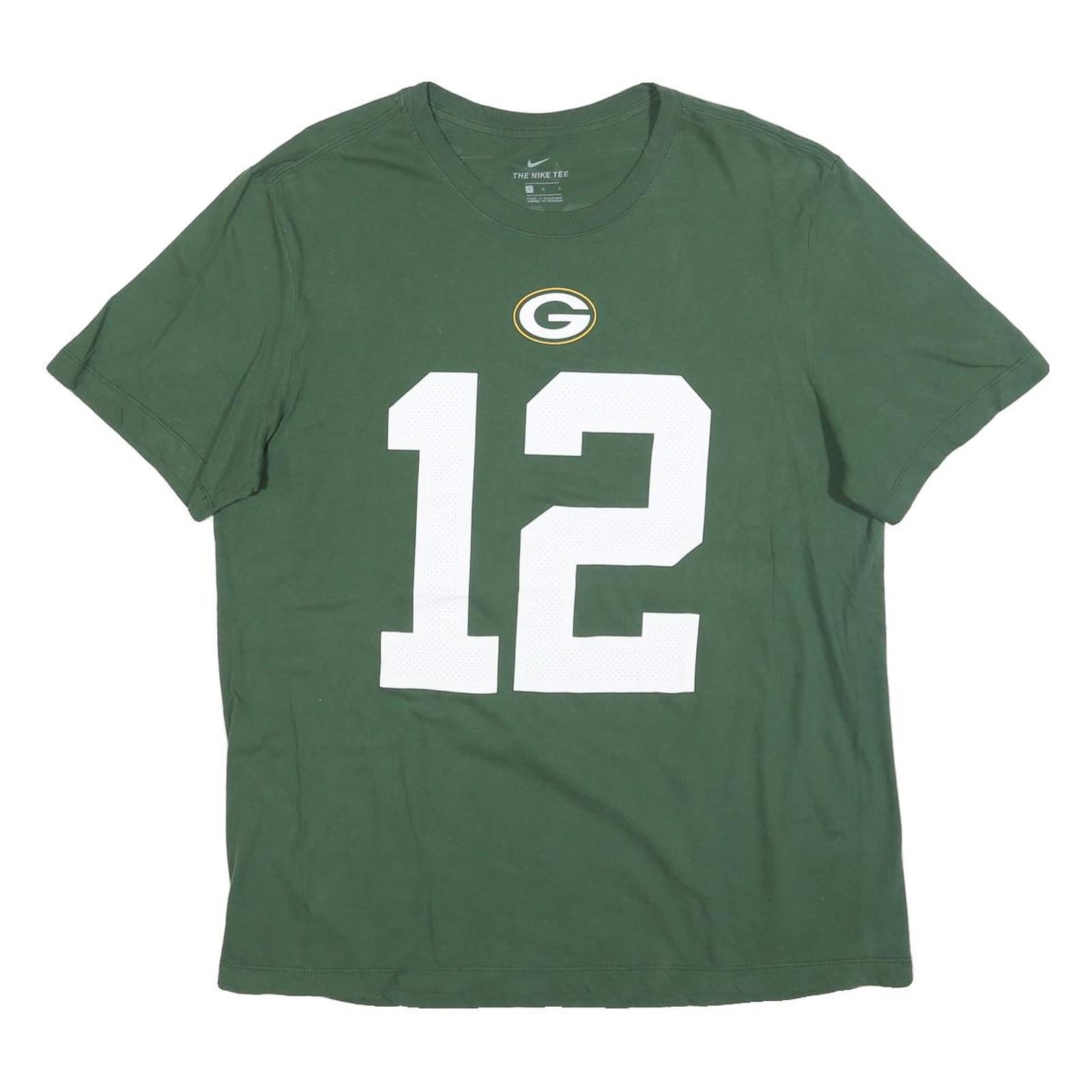 NIKE Mens Green Green Bay Packers Rodgers Graphic T-Shirt L Short Sleeve Crew Refurbished - N/A refurbished available on Cerqular