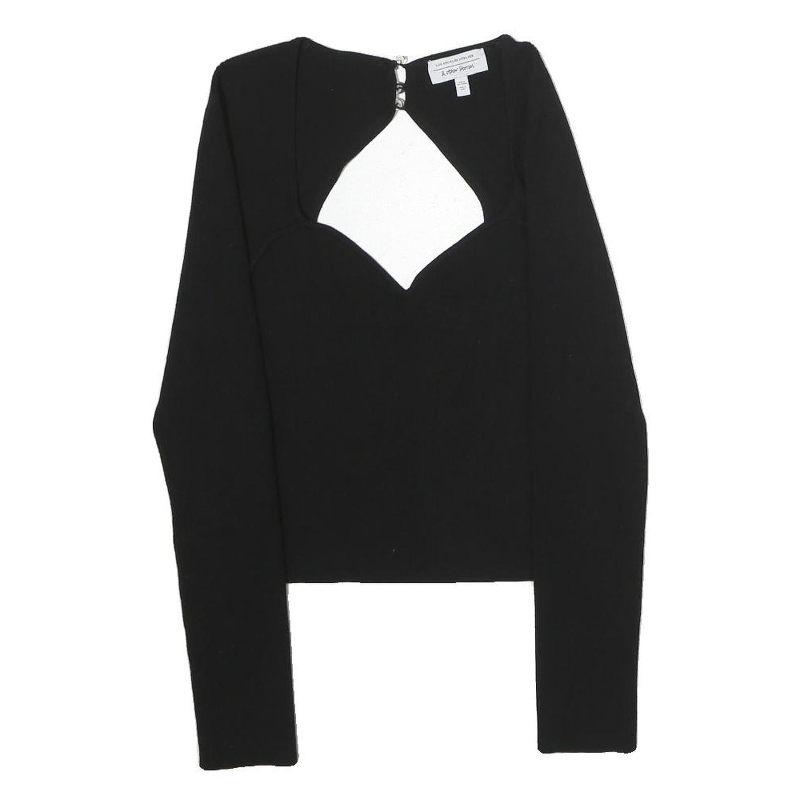 & OTHER STORIES Womens Black Cut Out Long Sleeve Round Neck Cotton Top M Fitted Refurbished - N/A refurbished available on Cerqular