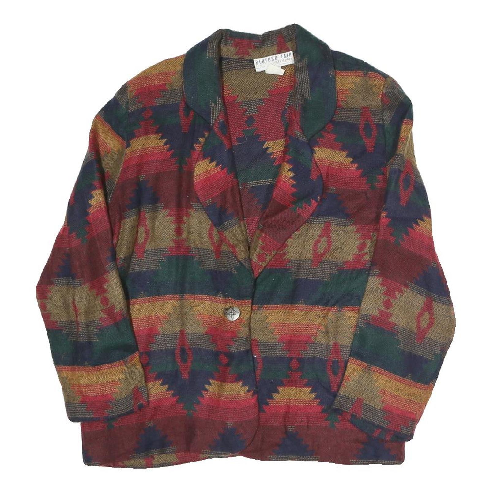 BEDFORD FAIR Womens Beige & Multicoloured Geometric Cotton Blend Blazer UK 8 Refurbished - N/A refurbished available on Cerqular
