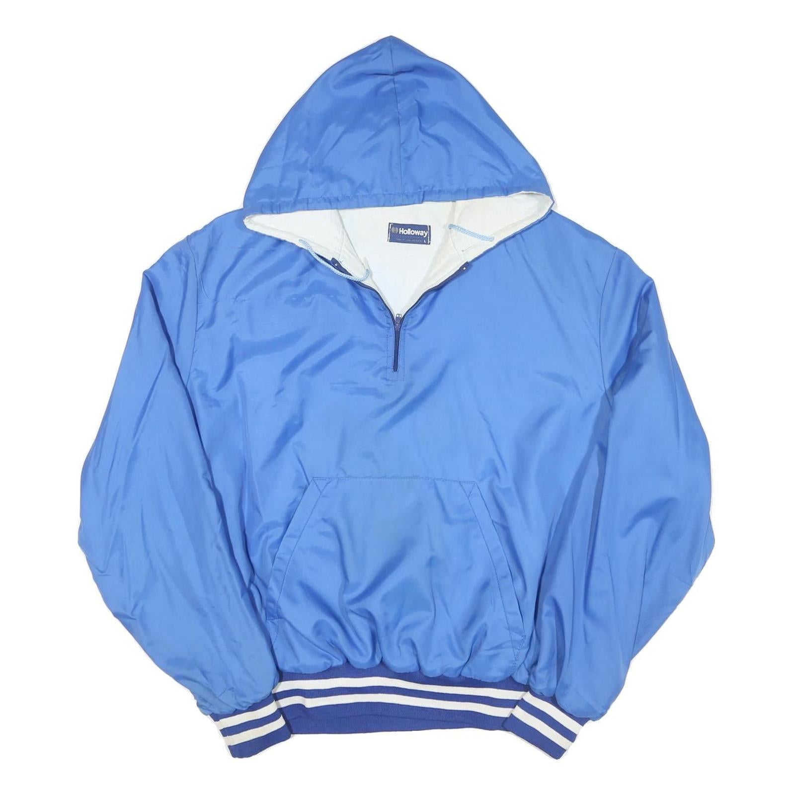 HOLLOWAY Mens Blue Bexley Softball Zip Hooded Jacket L Polyester Woven Casual Refurbished - N/A refurbished available on Cerqular