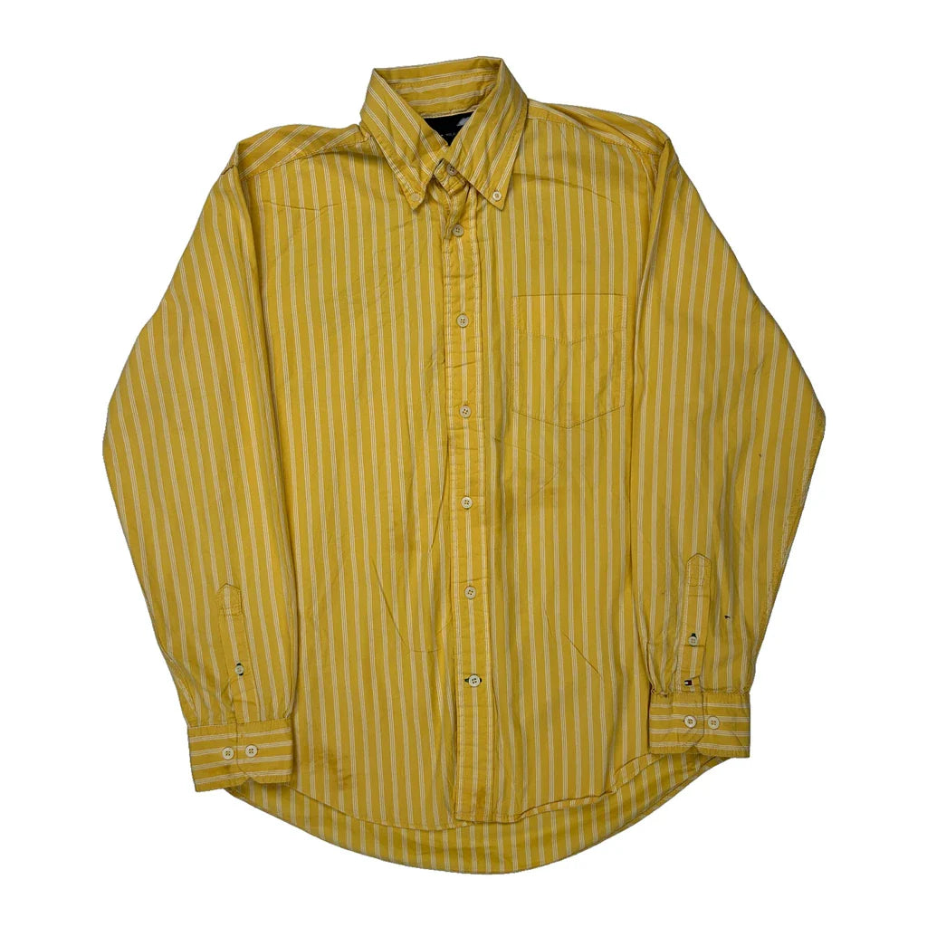 Minnesota Vikings Tommy Hilfiger Striped Shirt - Small Yellow Cotton Refurbished - Thrifted (note: this is a term often used to describe second- refurbished available on Cerqular