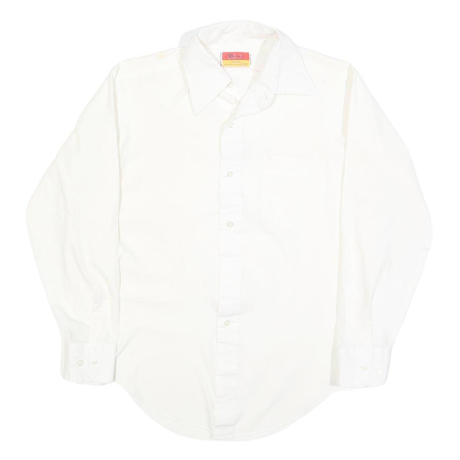 BAYMART Mens White Plain Shirt M Casual Button Down Cotton Blend Classic Refurbished - N/A refurbished available on Cerqular