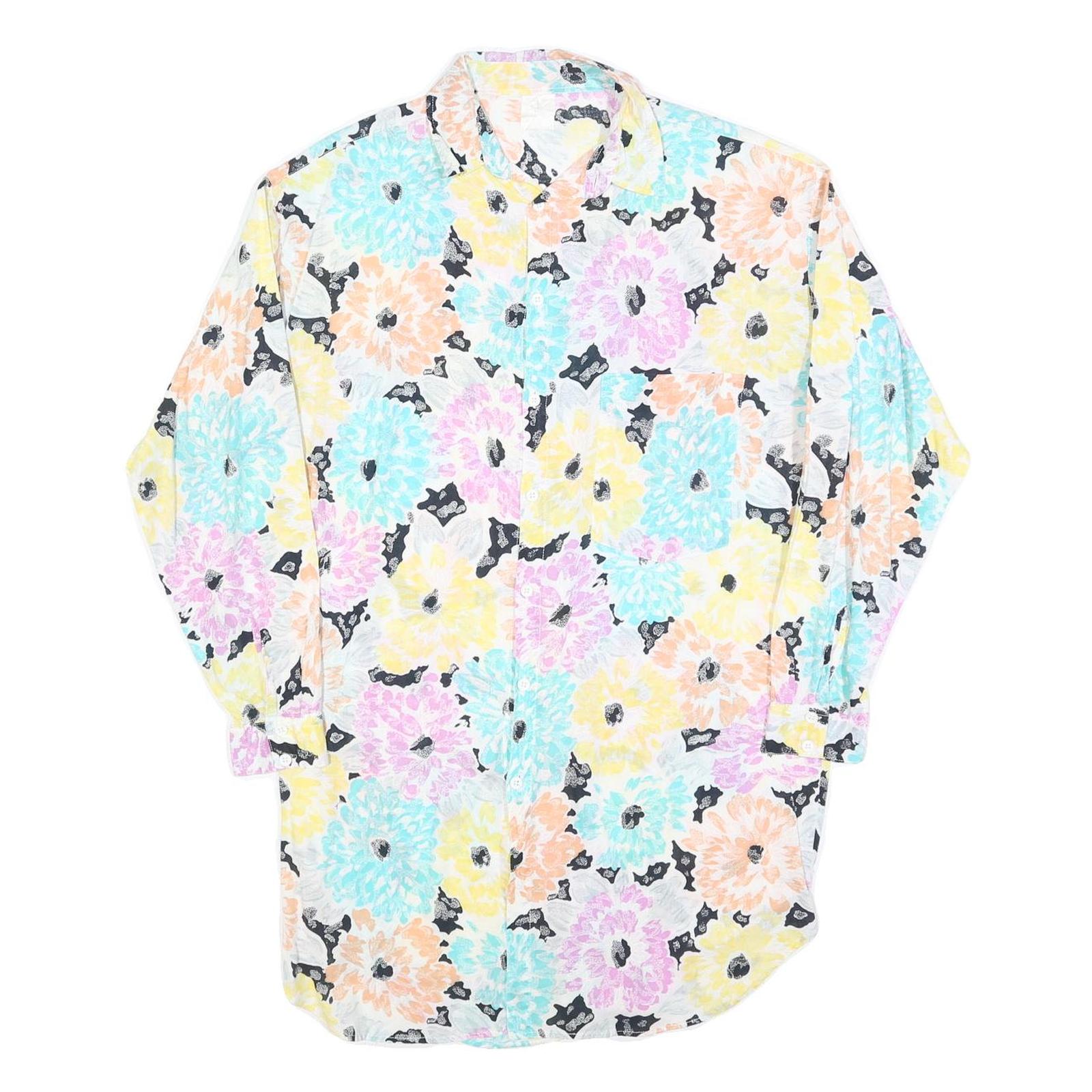 Buy Mens White Floral Pattern Cotton Blend Shirt L Casual Button Up Long Sleeve Refurbished - $19.49 Mens White Floral Pattern Cotton Blend Shirt L Casual Button Up Long Sleeve Refurbished - N/A refurbished available on Cerqular