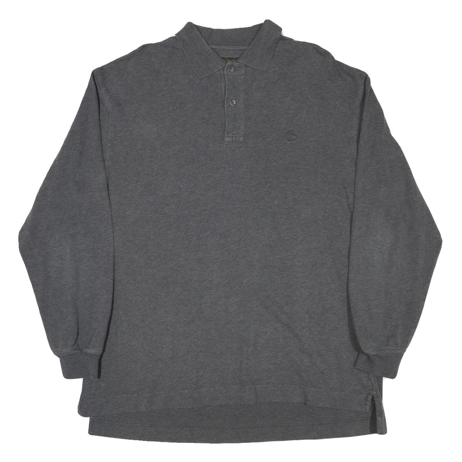 TIMBERLAND Mens Grey Long Sleeve Plain Polo Shirt L Cotton Blend Casual Refurbished - N/A refurbished available on Cerqular