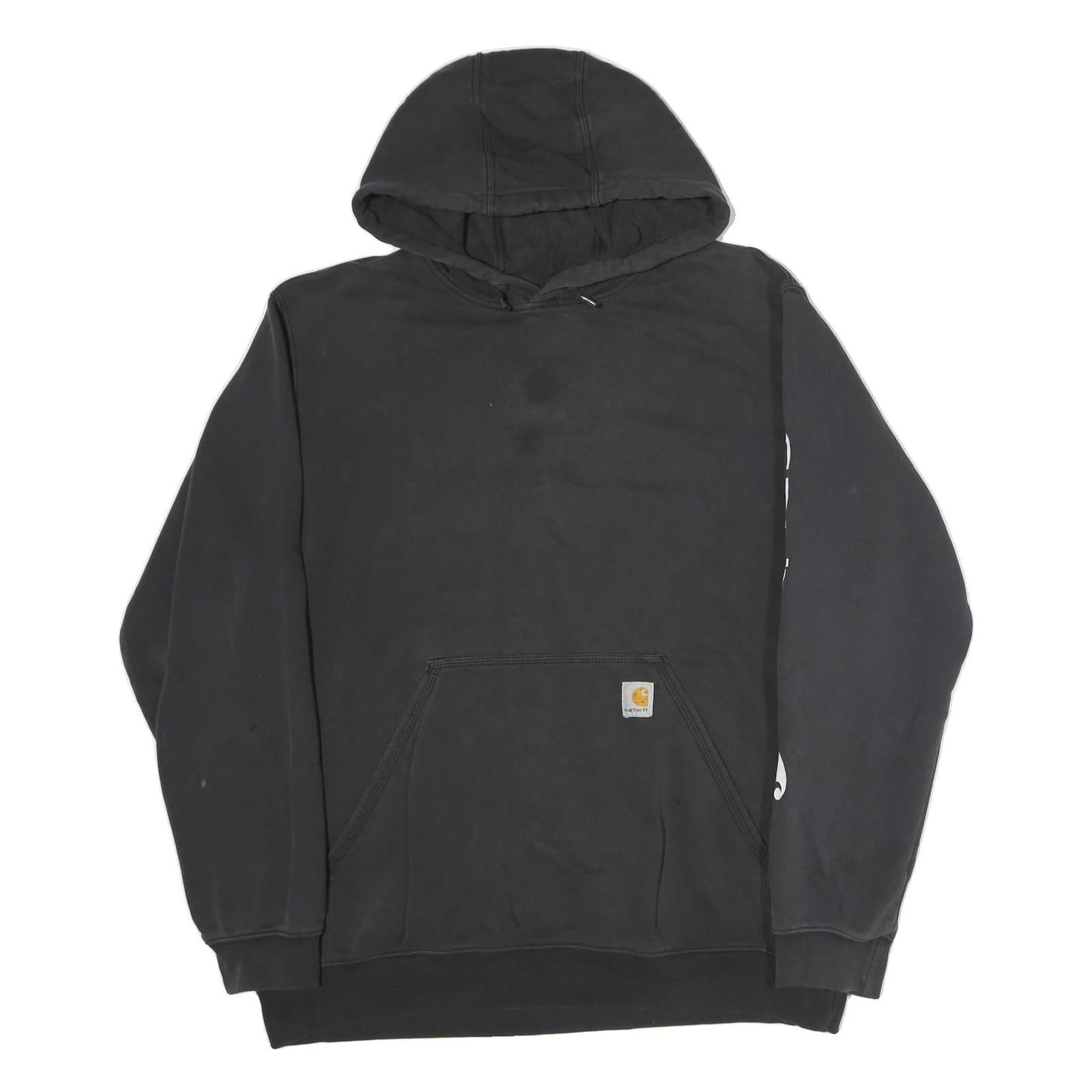 CARHARTT Mens Black Cotton Pullover Hoodie L Printed Sleeve Logo Casual Refurbished - N/A refurbished available on Cerqular