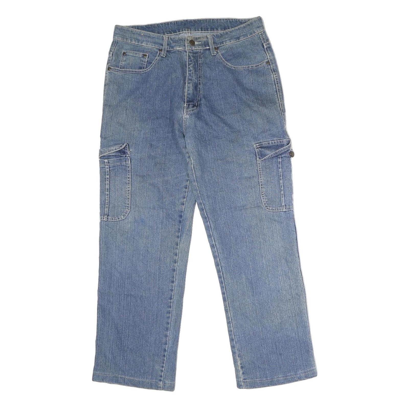 Mens Regular Blue Denim Jeans W32 L28 Cotton Zip Pockets Casual Classic Fit Refurbished - N/A refurbished available on Cerqular