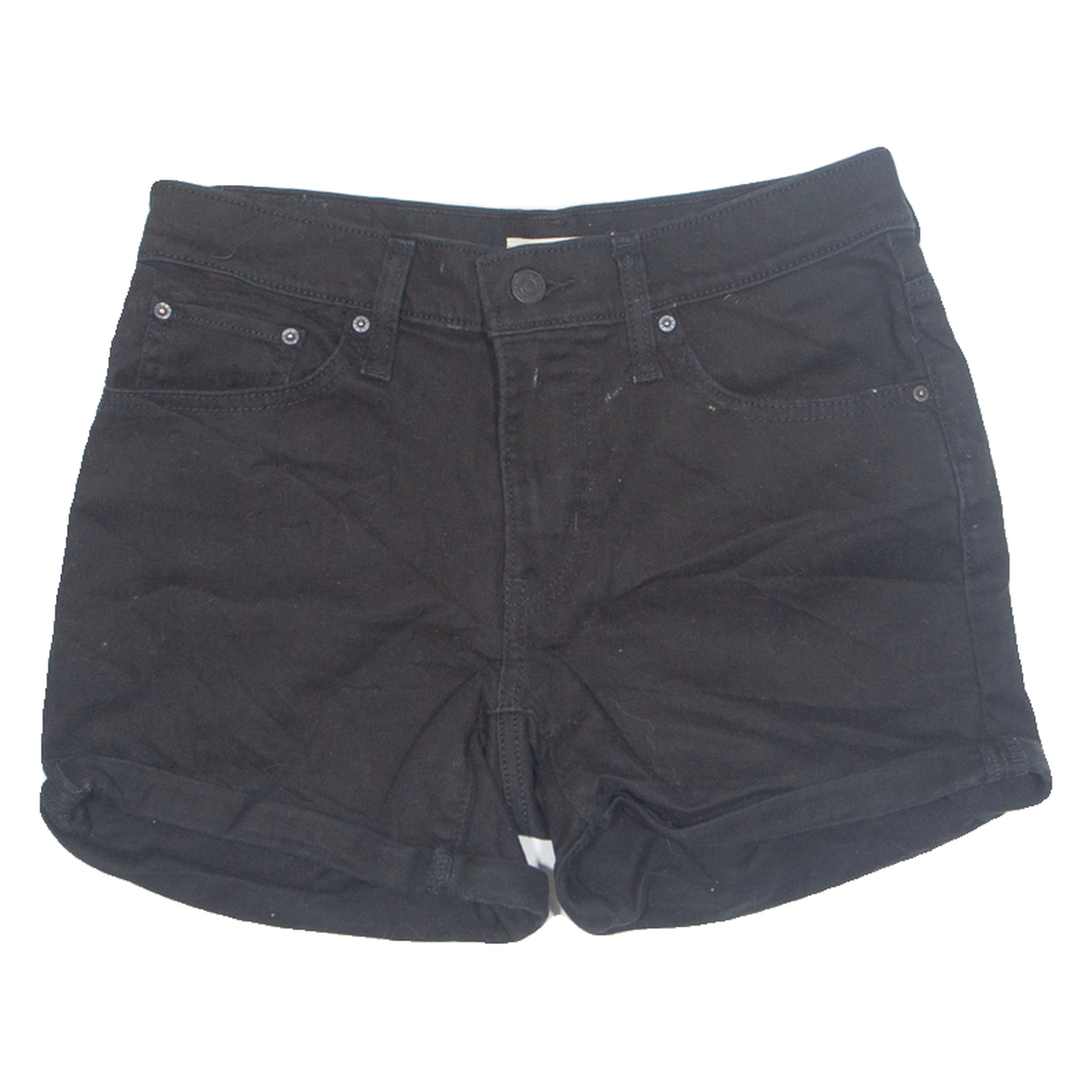 LEVI'S Turn Up Womens Denim Shorts Black Relaxed S W28 Refurbished - N/A refurbished available on Cerqular