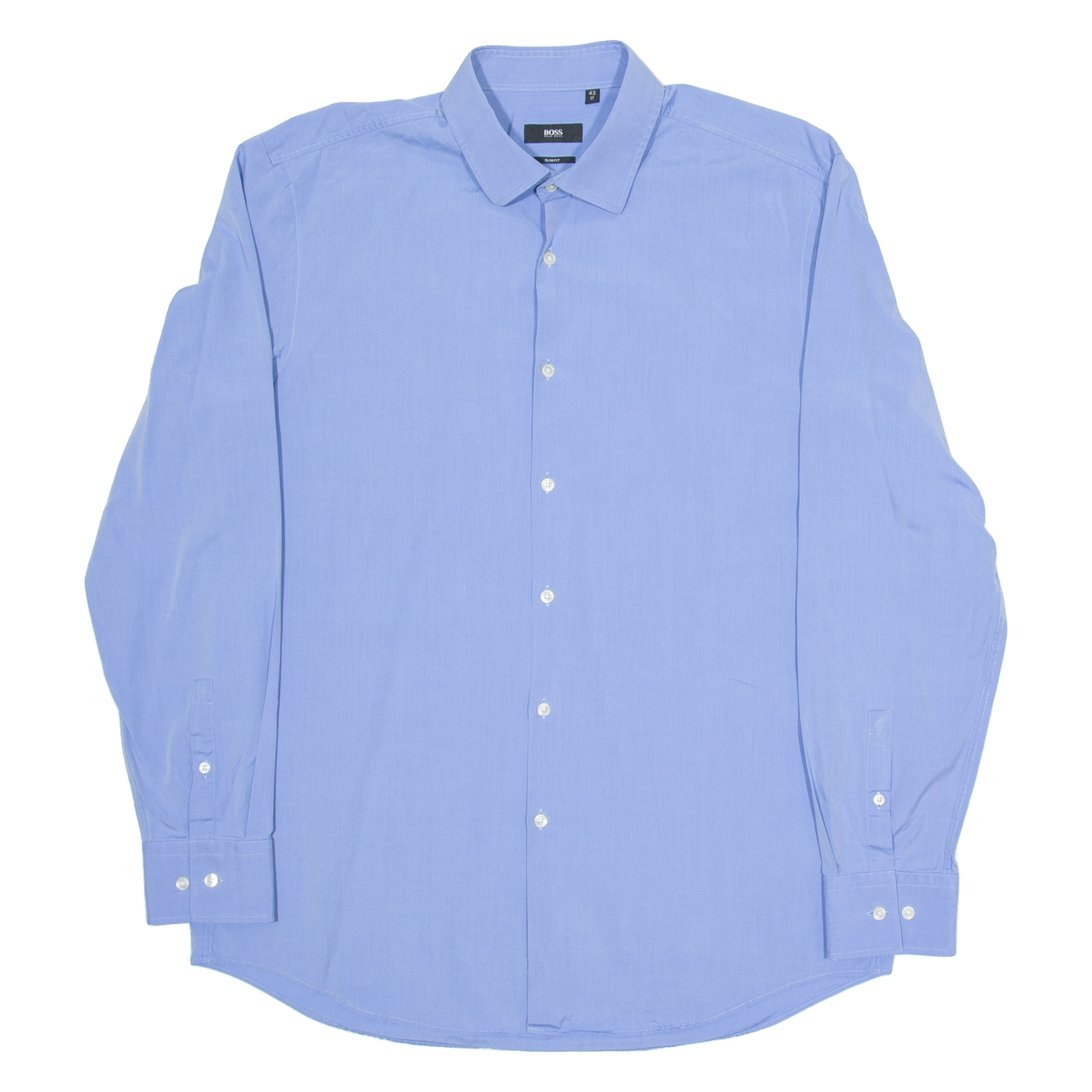 BOSS Slim Fit Mens Plain Shirt Blue Long Sleeve M Refurbished - N/A refurbished available on Cerqular