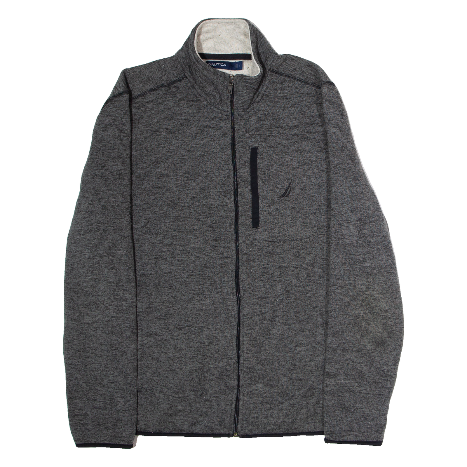 NAUTICA Mens Fleece Jacket Grey Knit L Refurbished - N/A refurbished available on Cerqular