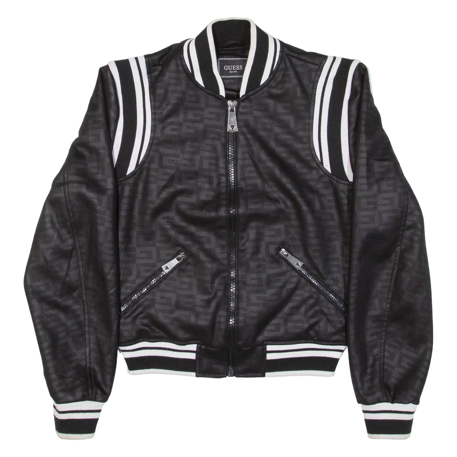GUESS Womens Bomber Jacket Black M Refurbished - N/A refurbished available on Cerqular