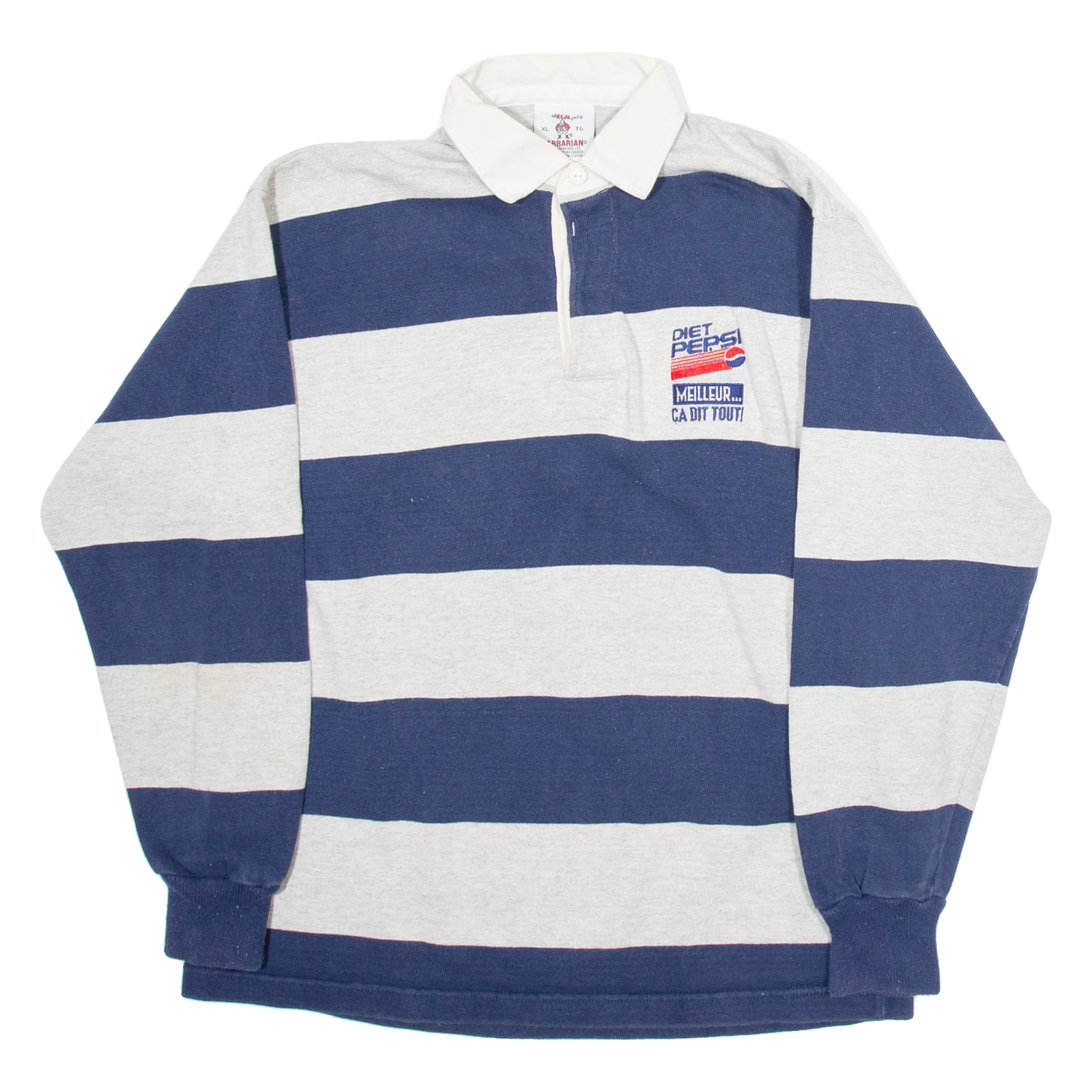 THE REAL BARBARIAN Mens Polo Shirt Blue Striped Long Sleeve XL Refurbished - N/A refurbished available on Cerqular