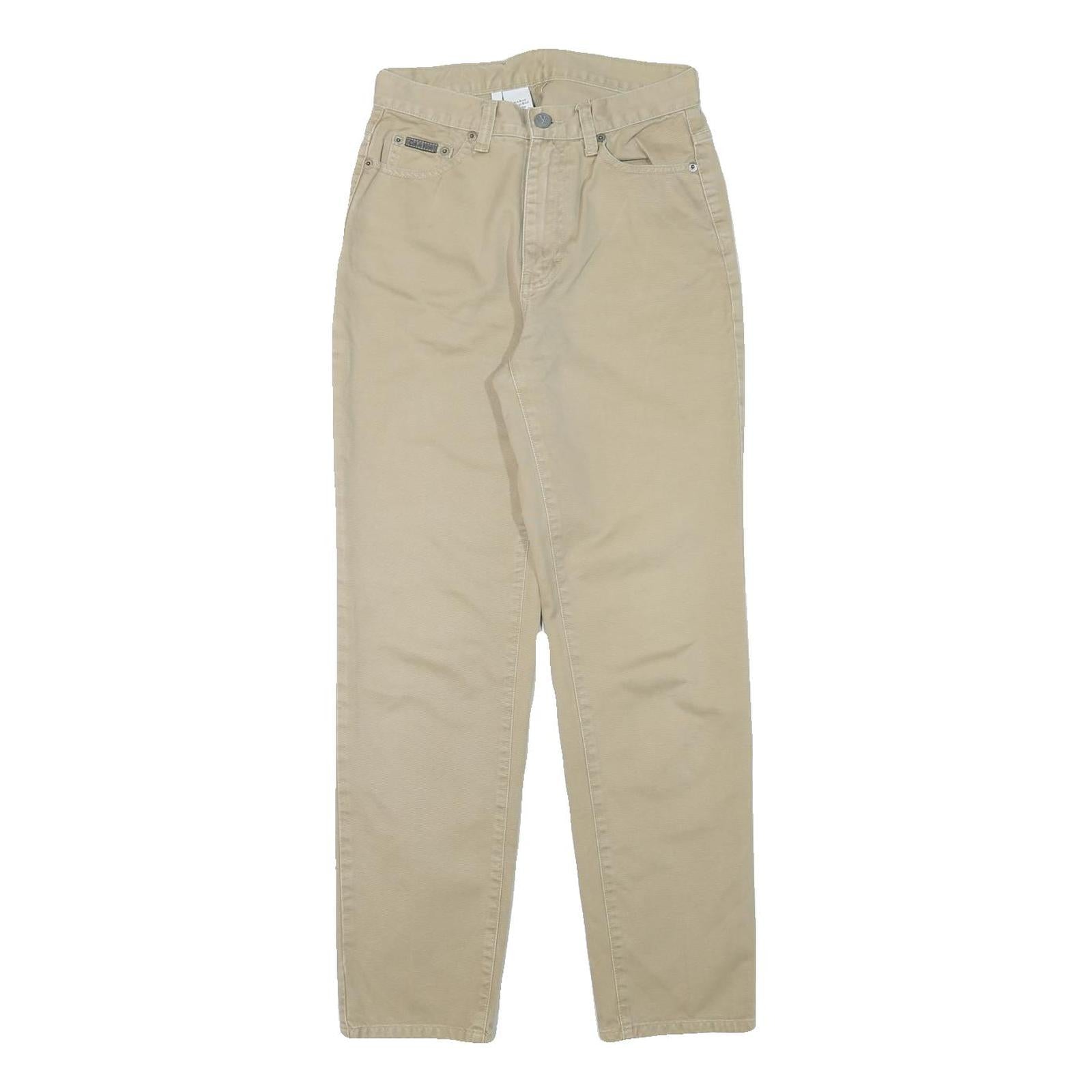 CALVIN KLEIN JEANS Womens Beige Cotton Blend Regular Leg Trousers W26 L28 Refurbished - N/A refurbished available on Cerqular