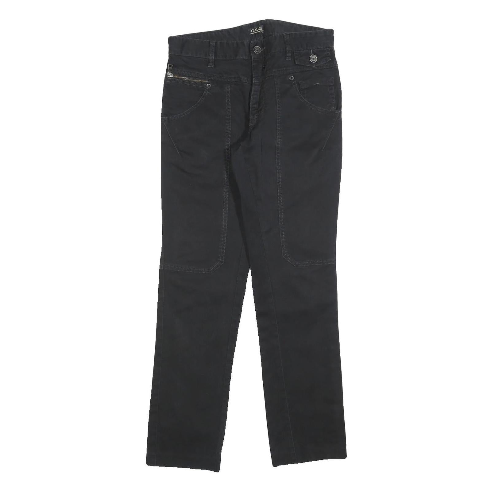 GAUDI Womens Cotton Blend Black Regular Fit Straight Leg Trousers W28 L30 Refurbished - N/A refurbished available on Cerqular