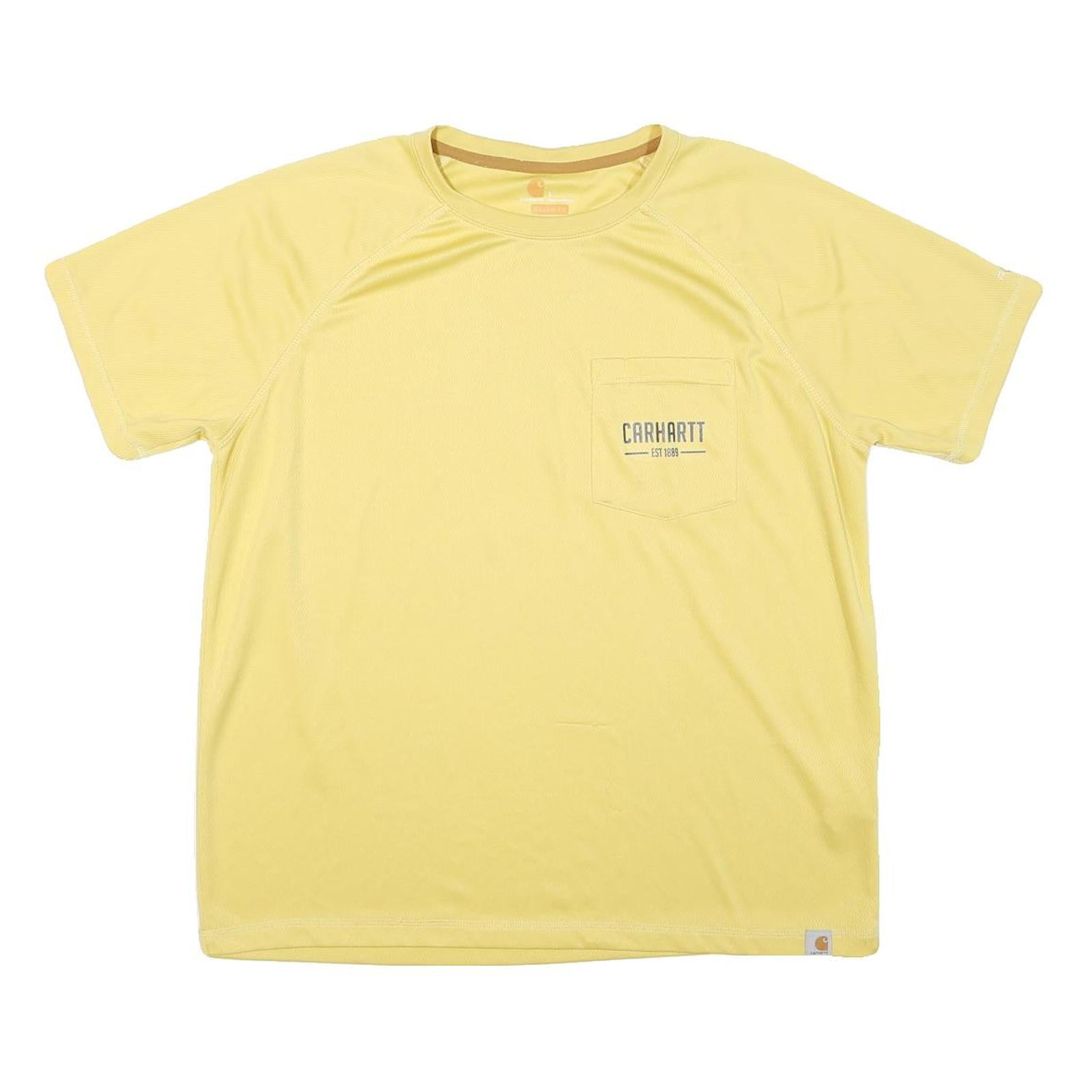 CARHARTT Mens Yellow Polyester Blend T-Shirt L Short Sleeve Crew Neck Pocket Refurbished - N/A refurbished available on Cerqular