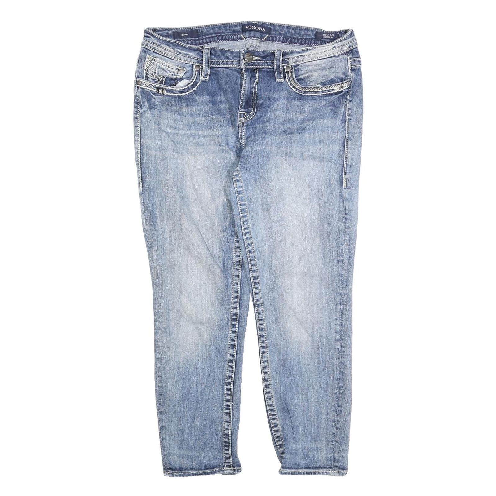 VIGOSS Womens Slim Light Blue Denim Cotton Blend Jeans W32 L25 Embroidered Refurbished - N/A refurbished available on Cerqular