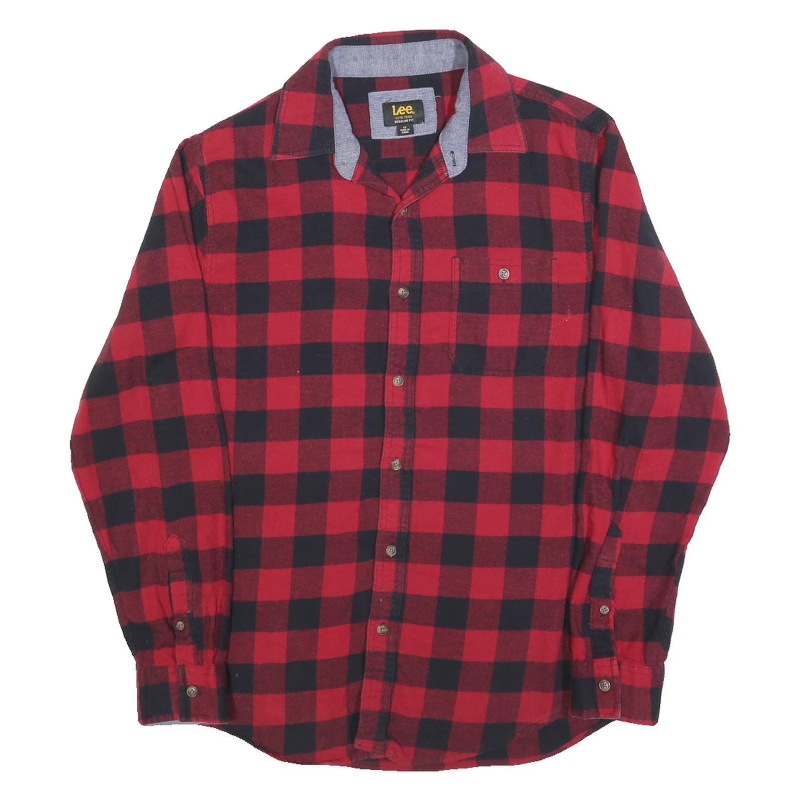 LEE Mens Red & Black Check Shirt M Cotton Casual Button Up Classic Refurbished - N/A refurbished available on Cerqular